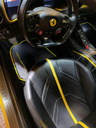 Black Floor Mats for Ferrari 812 GTS (2019-2023) with Leather - AutoWin