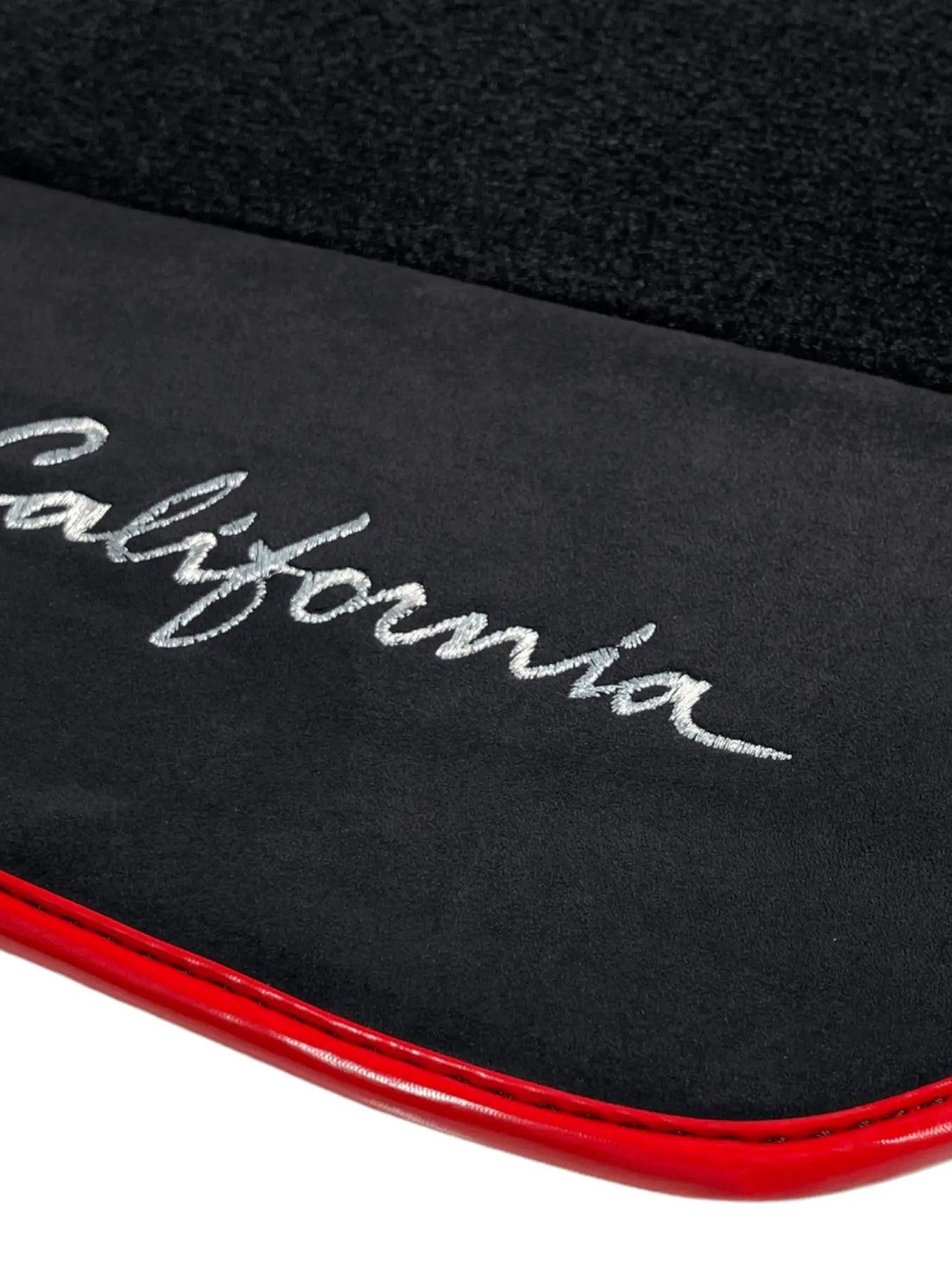 Black Floor Mats For Ferrari California 2008-2014 With Alcantara Red Trim - AutoWin