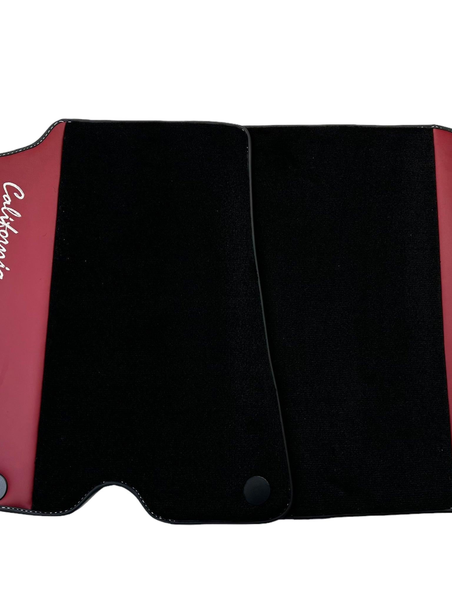 Black Floor Mats for Ferrari California (2008-2014) with Bordeaux Nappa Leather