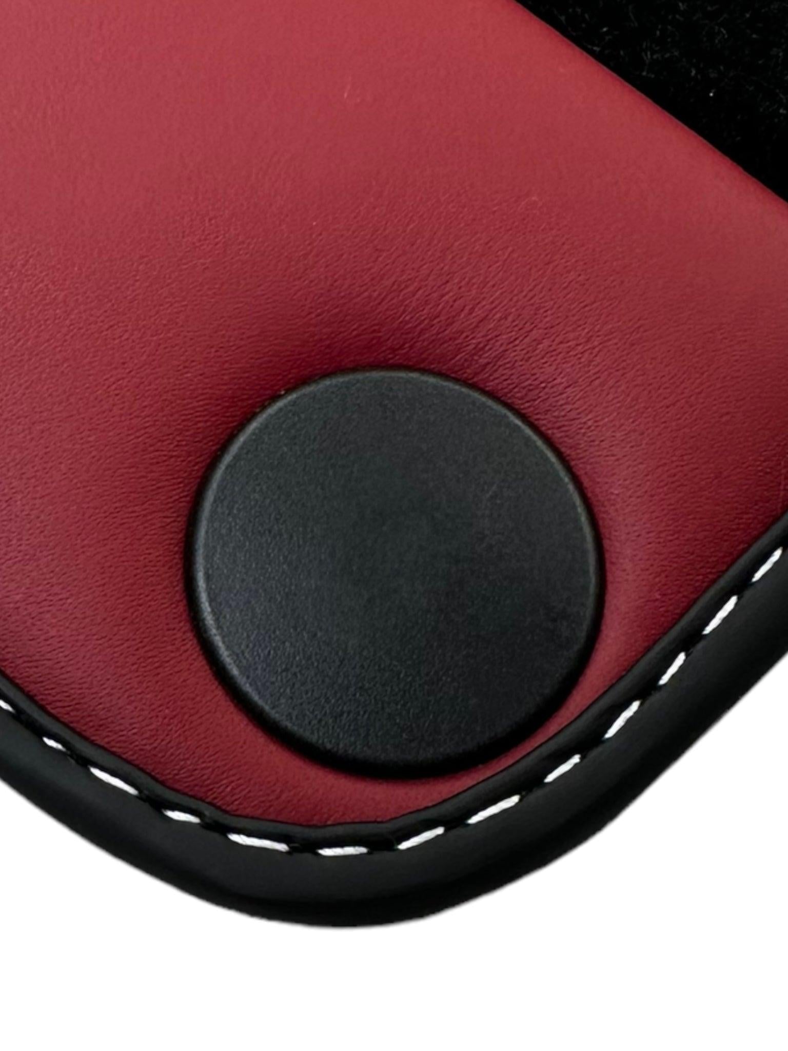 Black Floor Mats for Ferrari California (2008-2014) with Bordeaux Nappa Leather