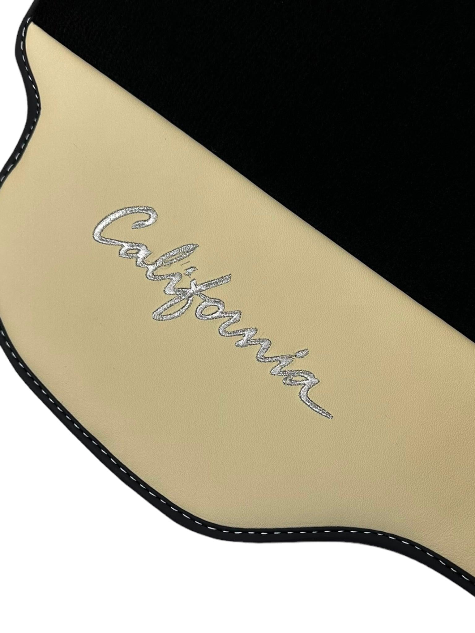 Black Floor Mats for Ferrari California (2008-2014) with Crema Nappa Leather