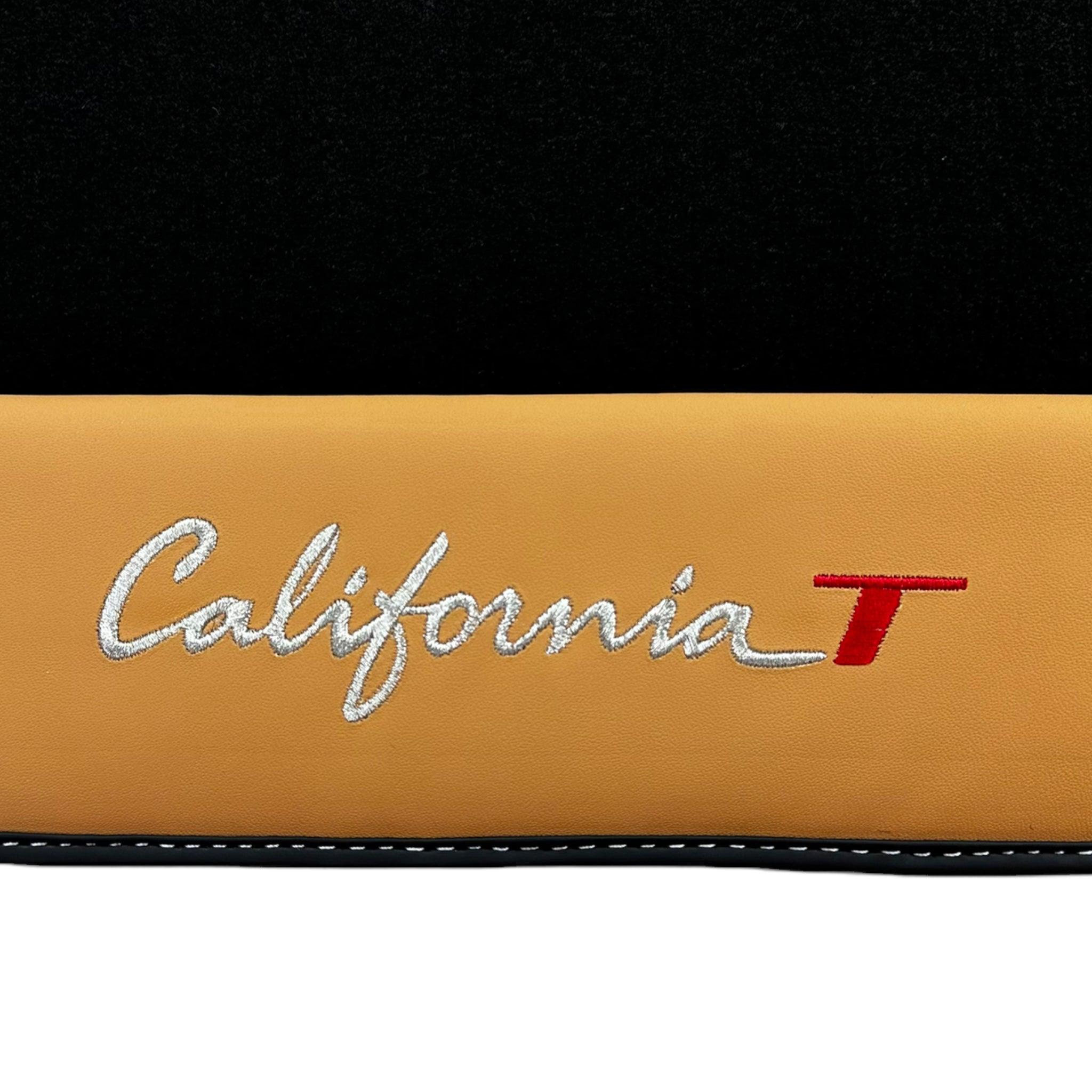 Black Floor Mats for Ferrari California T (2015-2018) with Beige Tradizione Nappa Leather
