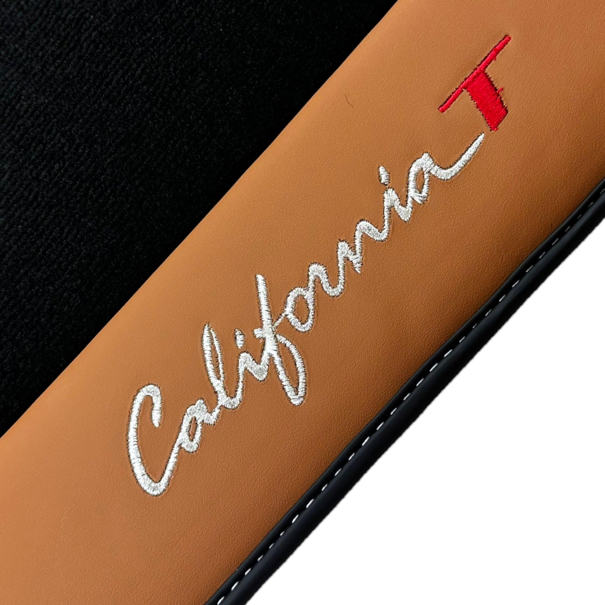 Black Floor Mats for Ferrari California T (2015-2018) with Cuoio Nappa Leather