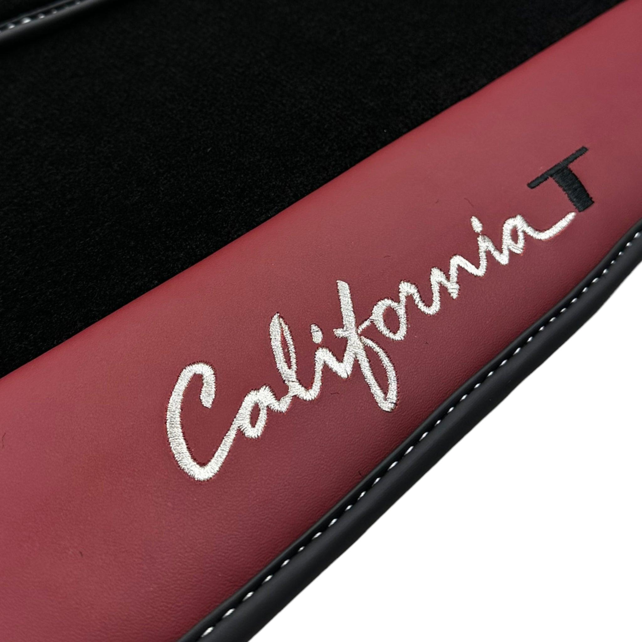 Black Floor Mats for Ferrari California T (2015–2018) with Bordeaux Nappa Leather