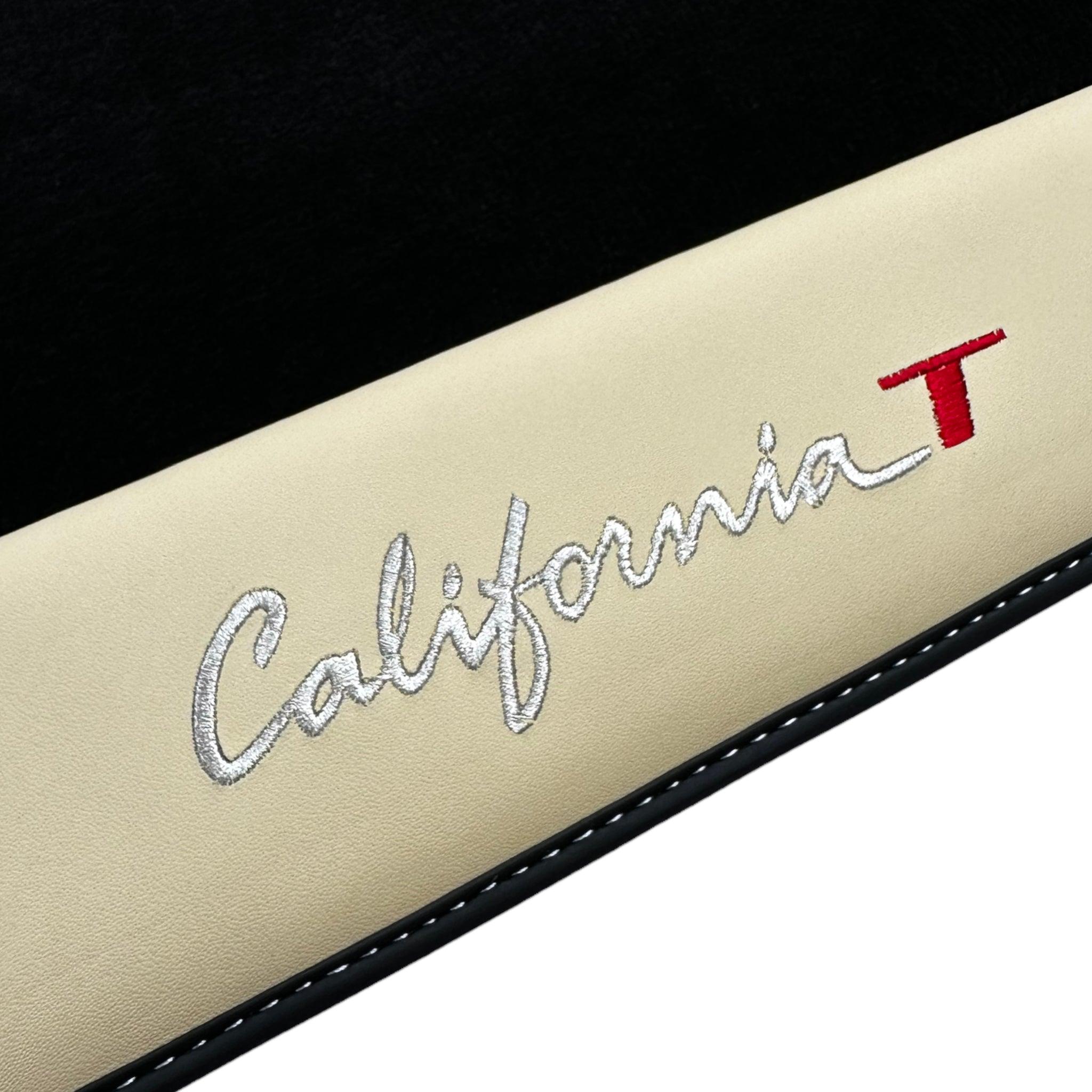 Black Floor Mats for Ferrari California T (2015–2018) with Crema Nappa Leather