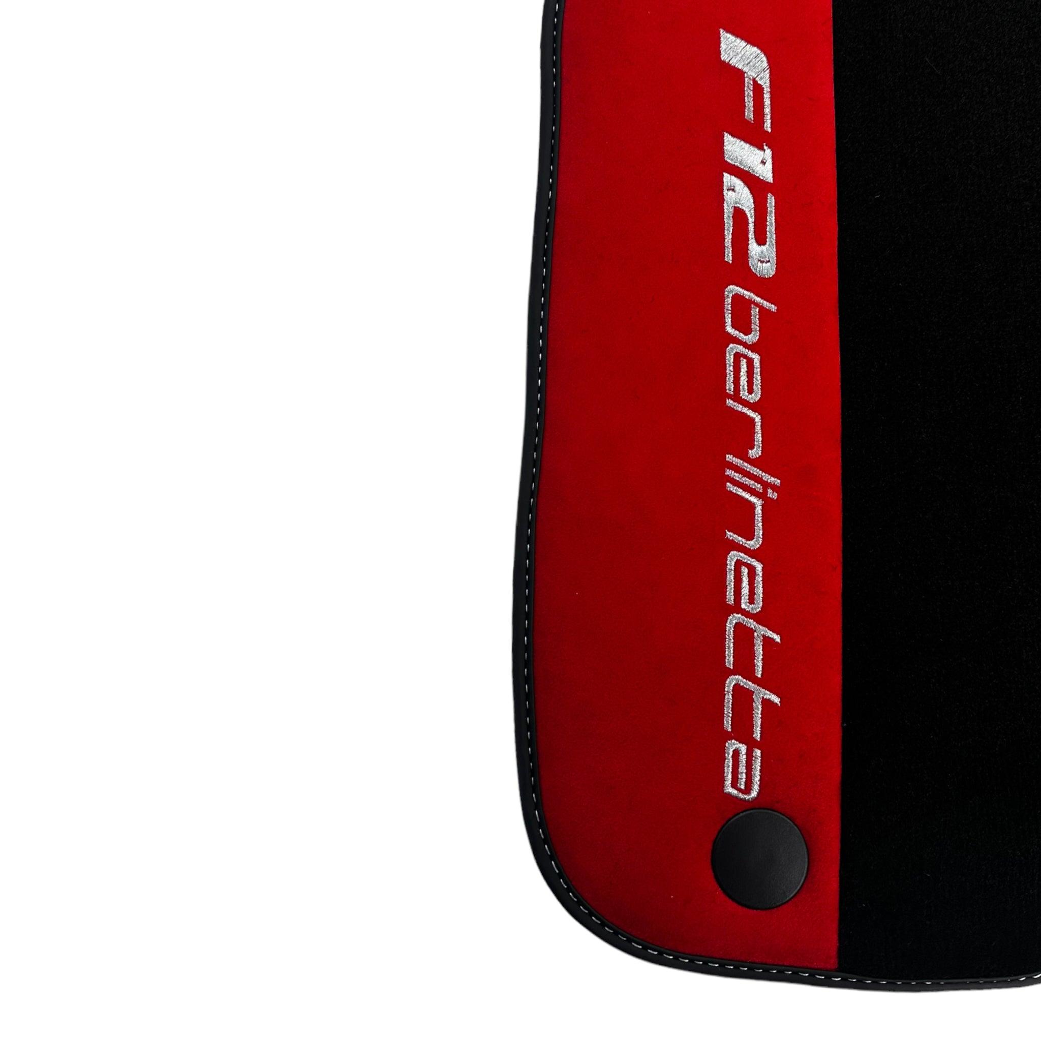 Black Floor Mats for Ferrari F12 Berlinetta (2012-2022) with Red Alcantara Leather