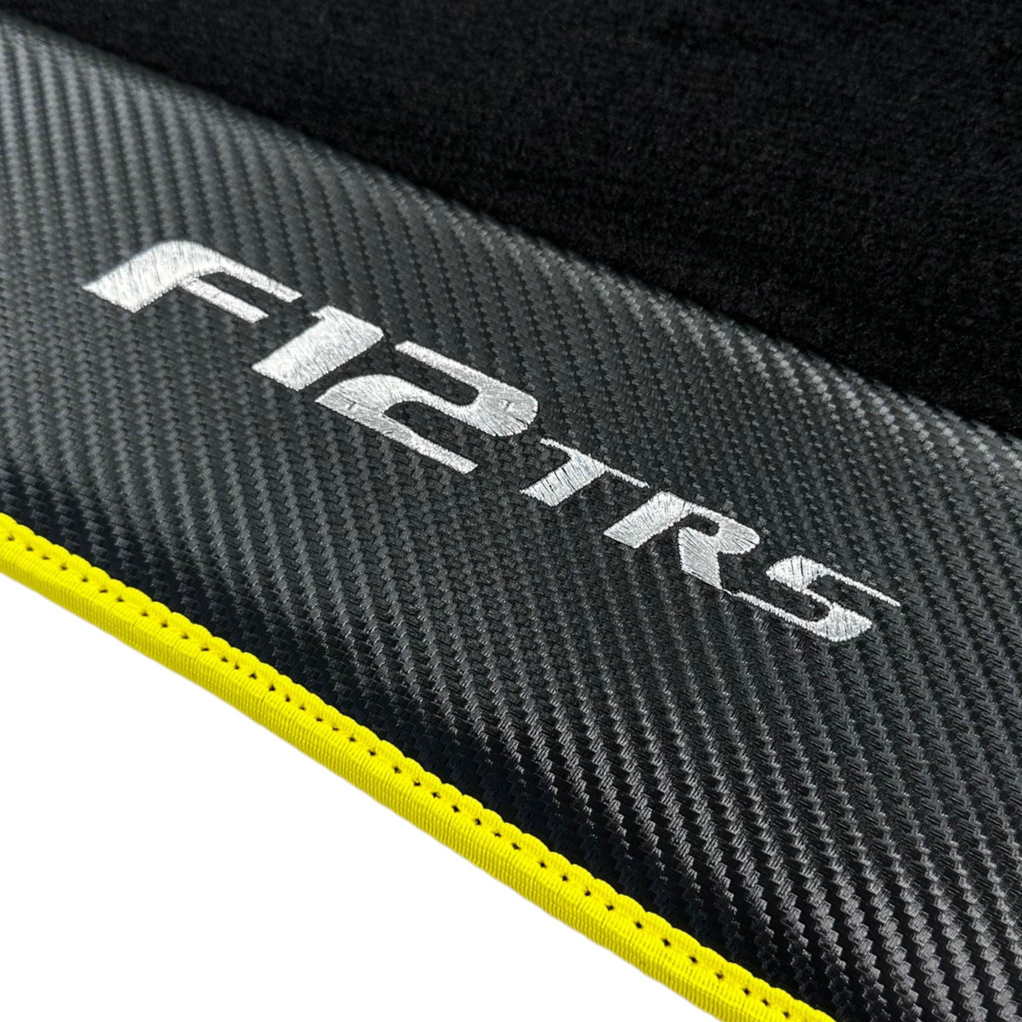 Black Floor Mats for Ferrari F12 TRS (2014) with Carbon Leather