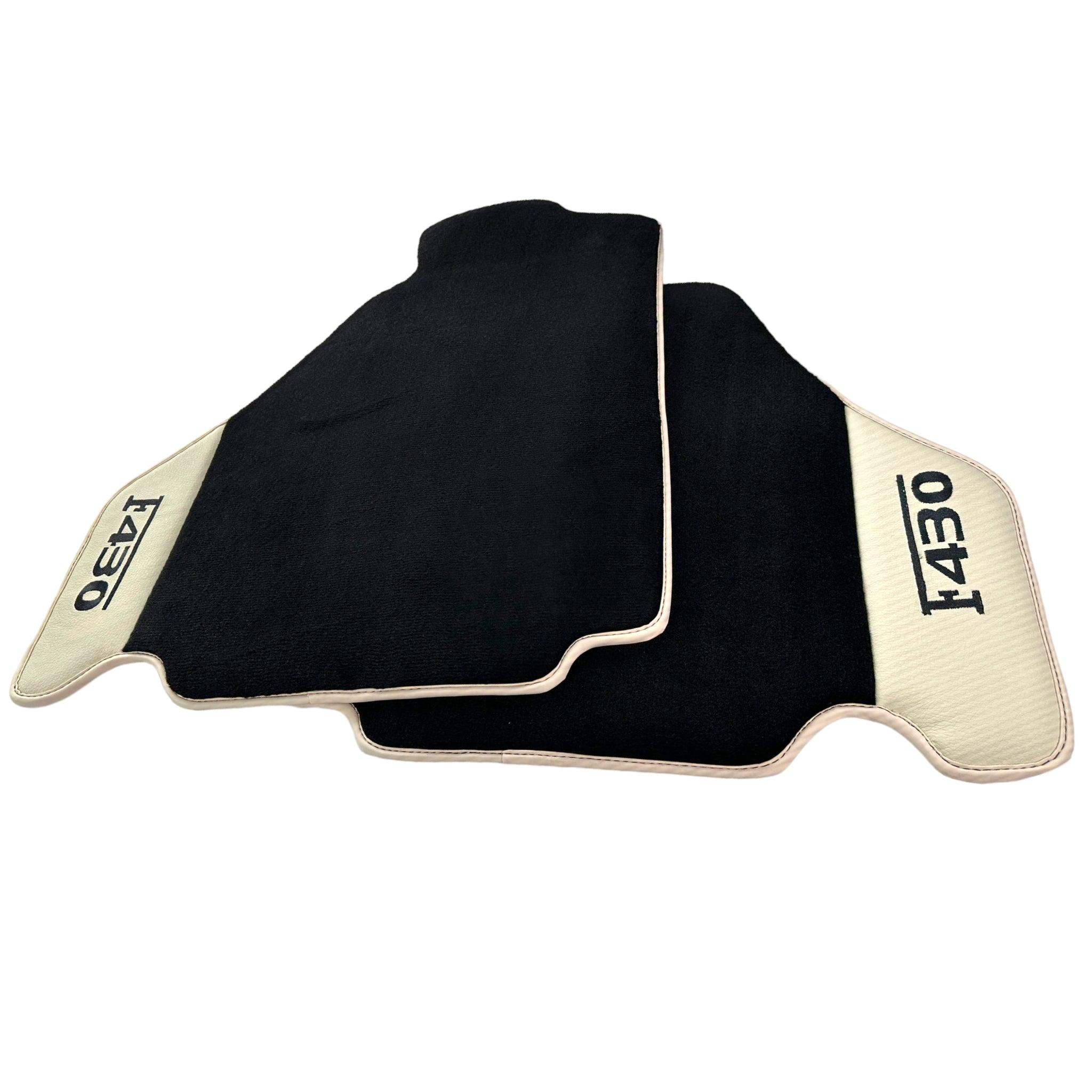 Black Floor Mats For Ferrari F430 2004-2009 With Beige Leather - AutoWin
