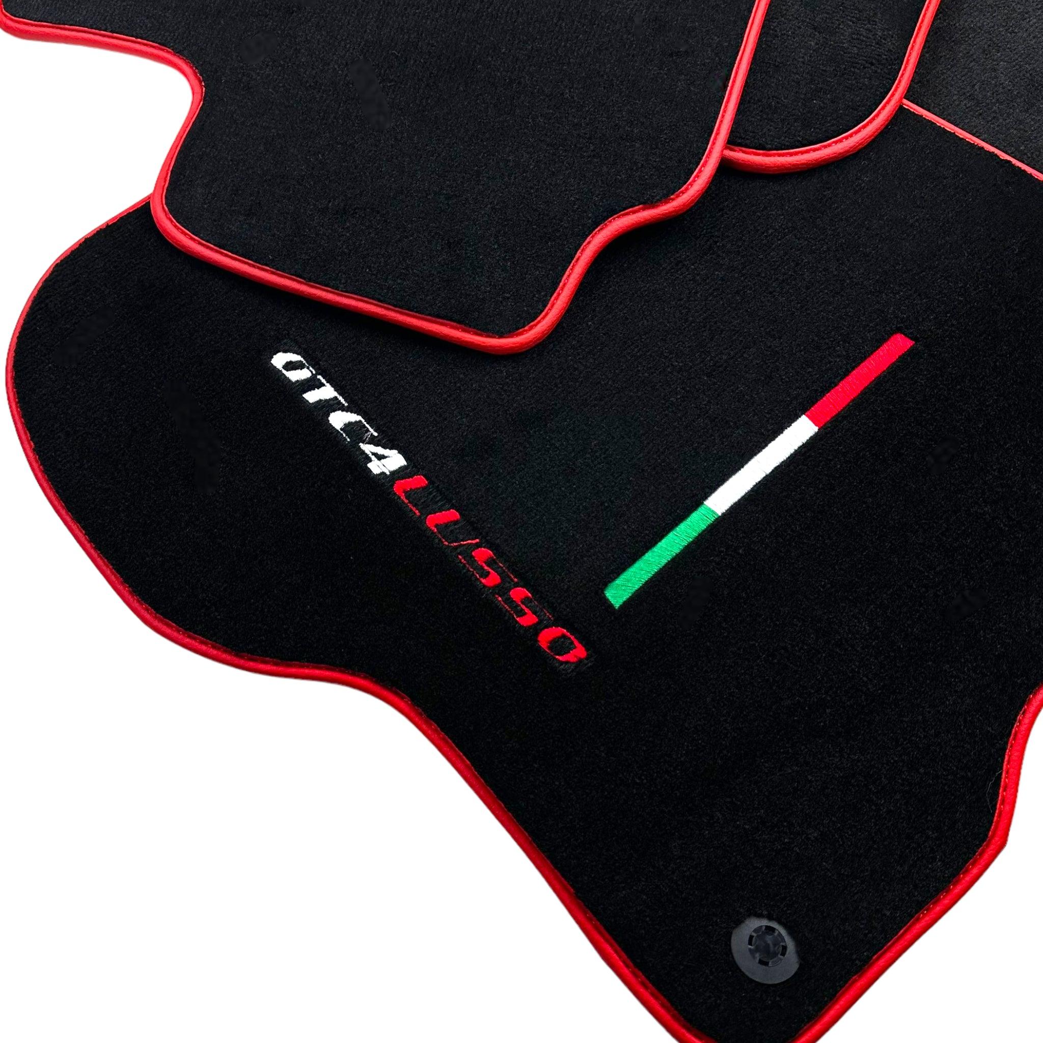 Black Floor Mats For Ferrari GTC4 Lusso (2016-2023) Italian Edition with Red Trim