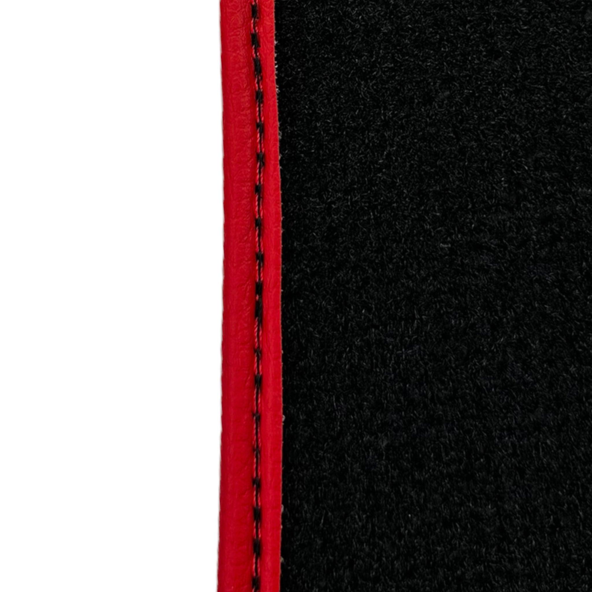 Black Floor Mats For Ferrari GTC4 Lusso (2016-2023) with Leather and Red Trim