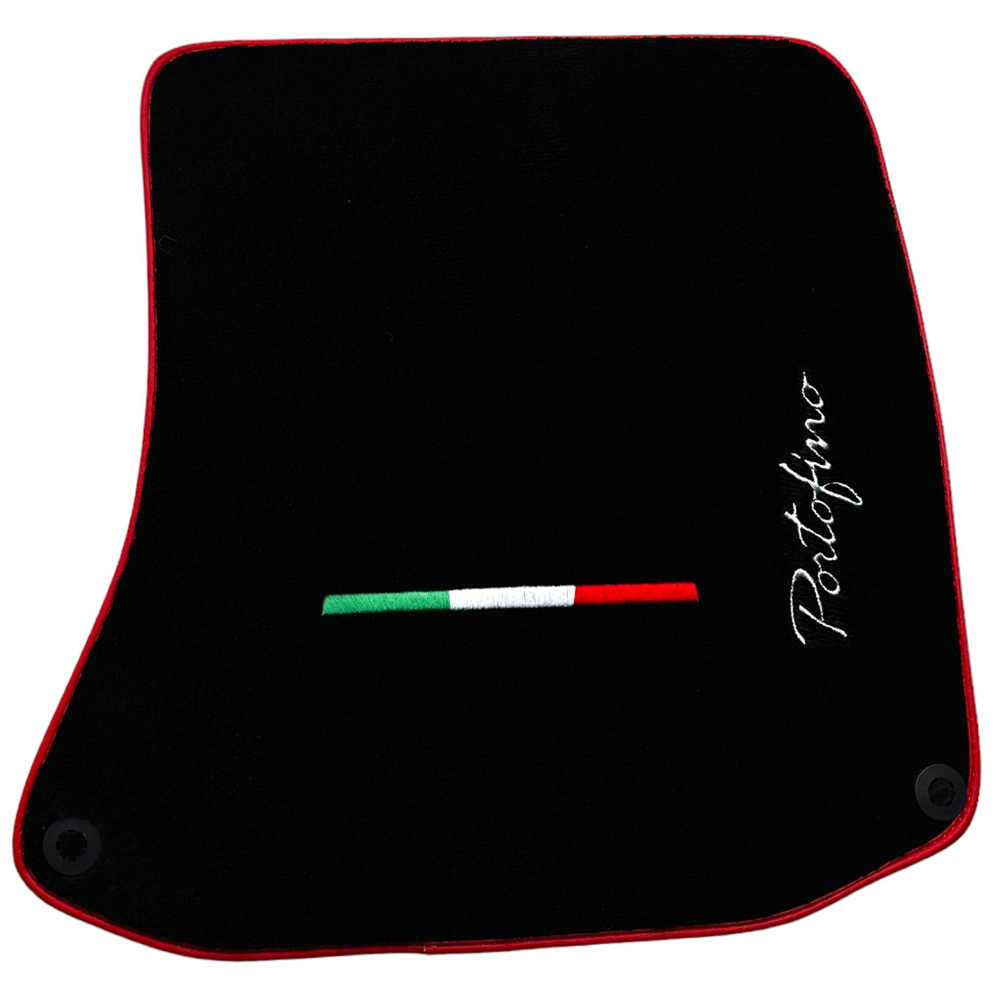 Black Floor Mats for Ferrari Portofino (2018-2023) Italian Edition with Red Trim