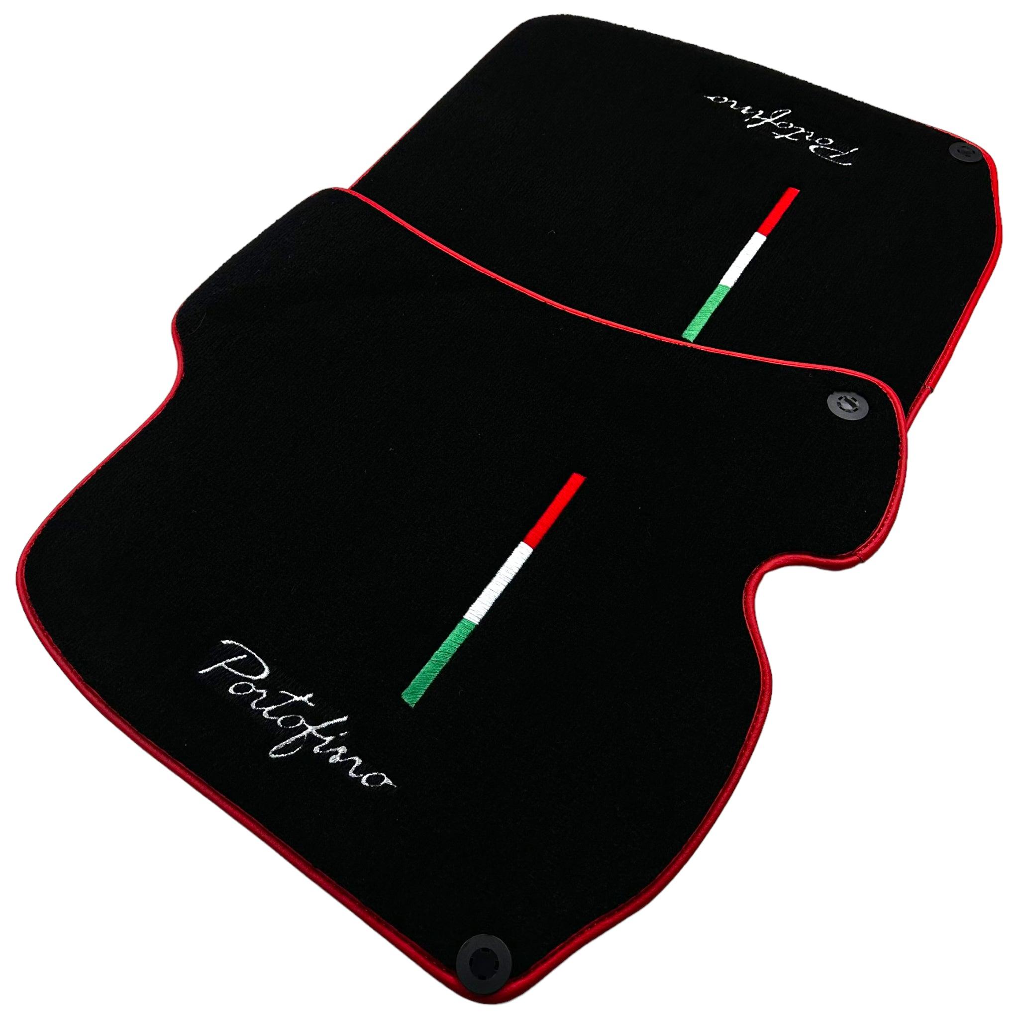Black Floor Mats for Ferrari Portofino (2018-2023) Italian Edition with Red Trim