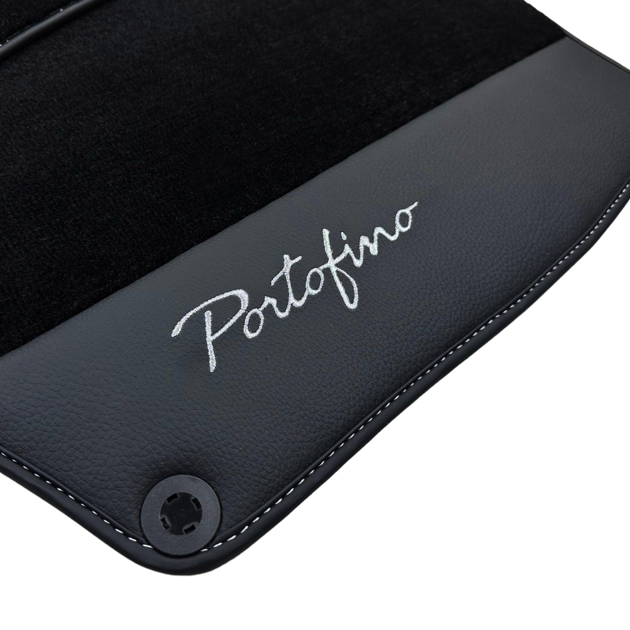 Black Floor Mats For Ferrari Portofino (2018-2023) With Leather