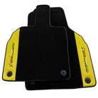 Black Floor Mats for Lamborghini Aventador S with Yellow Alcantara Leather
