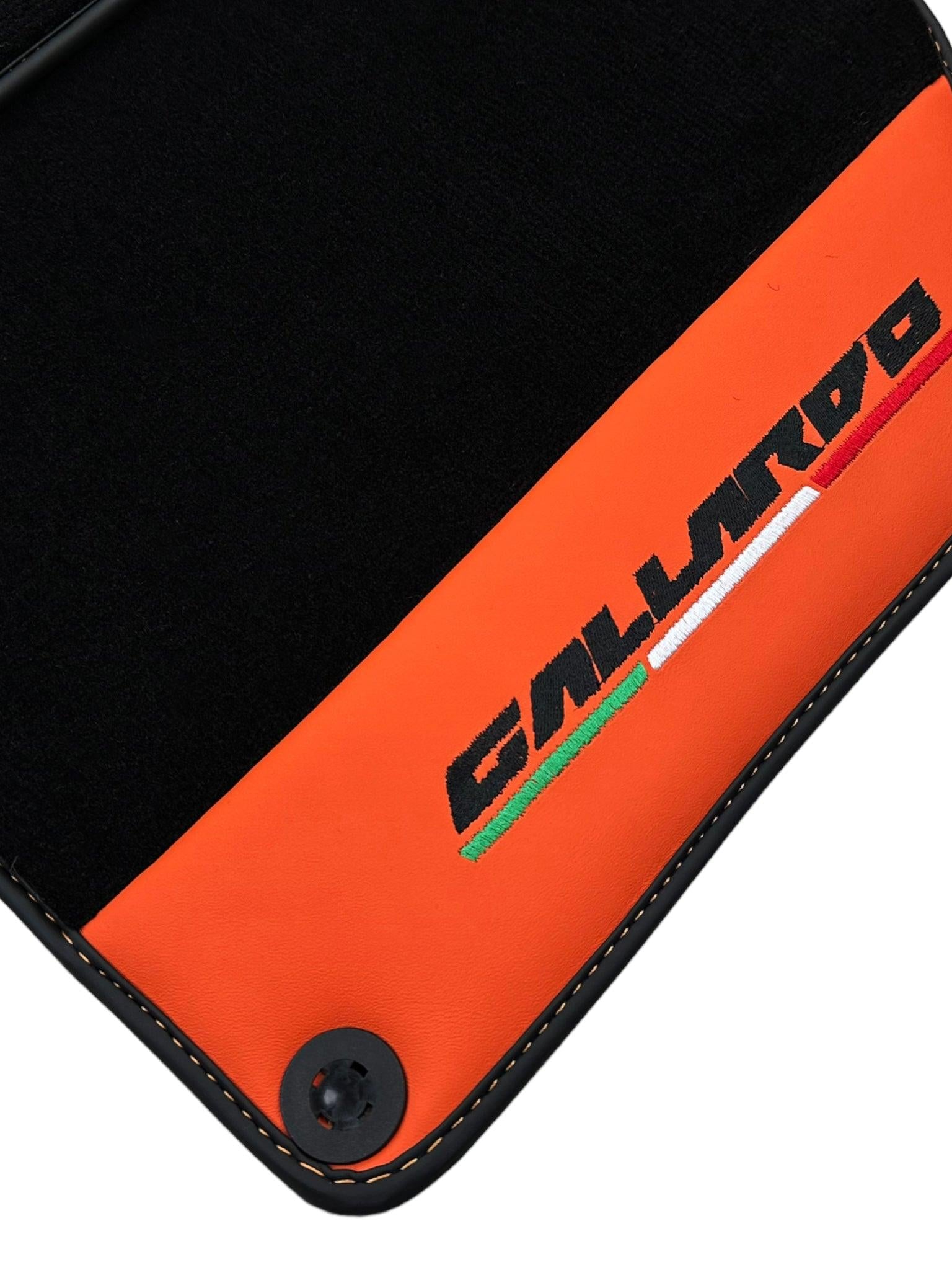 Black Floor Mats for Lamborghini Gallardo With Orange Arancia Mira Nappa Leather
