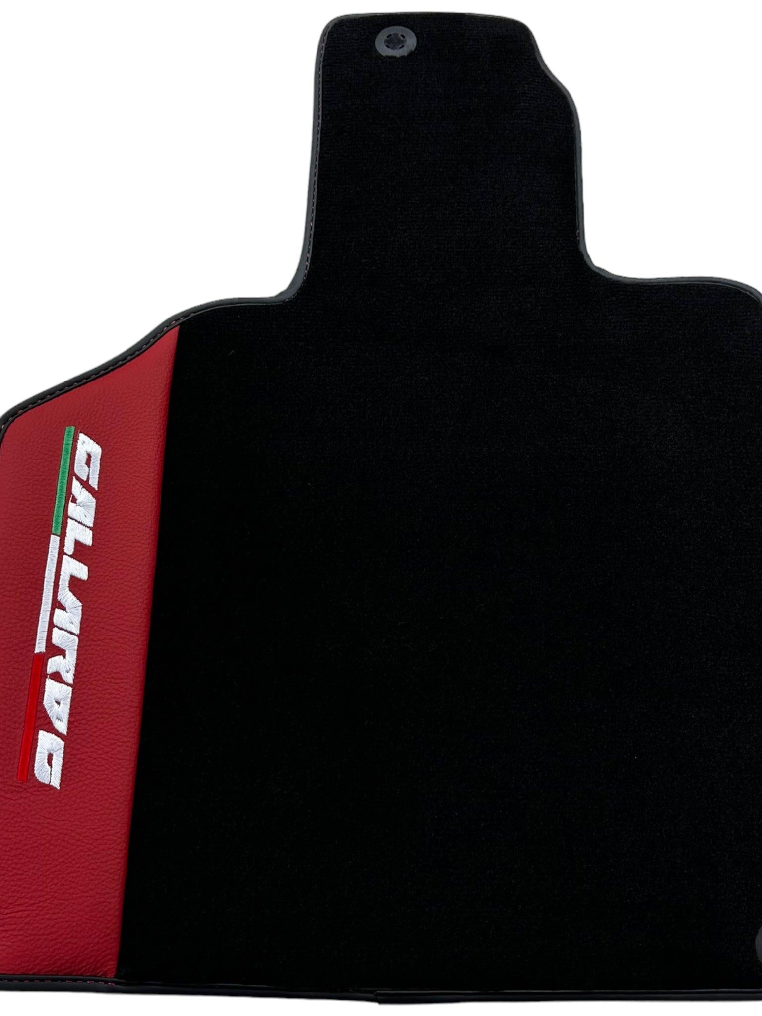 Black Floor Mats for Lamborghini Gallardo With Red Leather - AutoWin