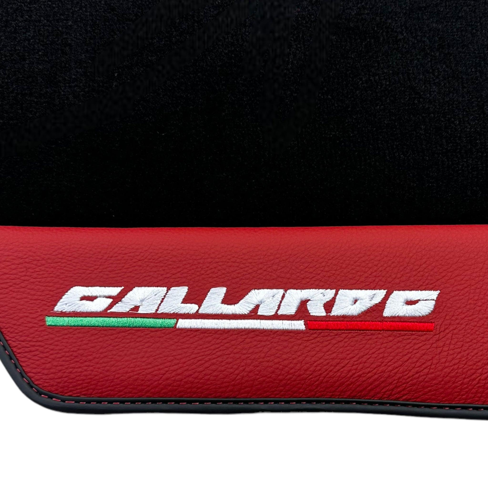 Black Floor Mats for Lamborghini Gallardo With Red Leather - AutoWin