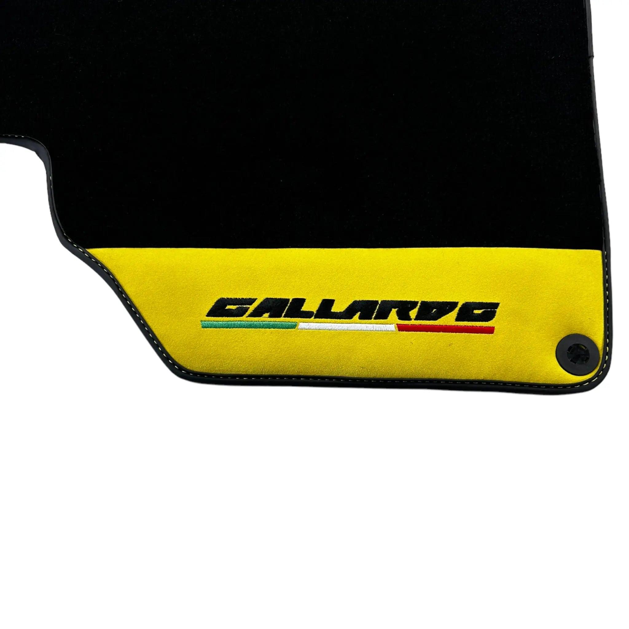 Black Floor Mats for Lamborghini Gallardo With Yellow Alcantara Leather
