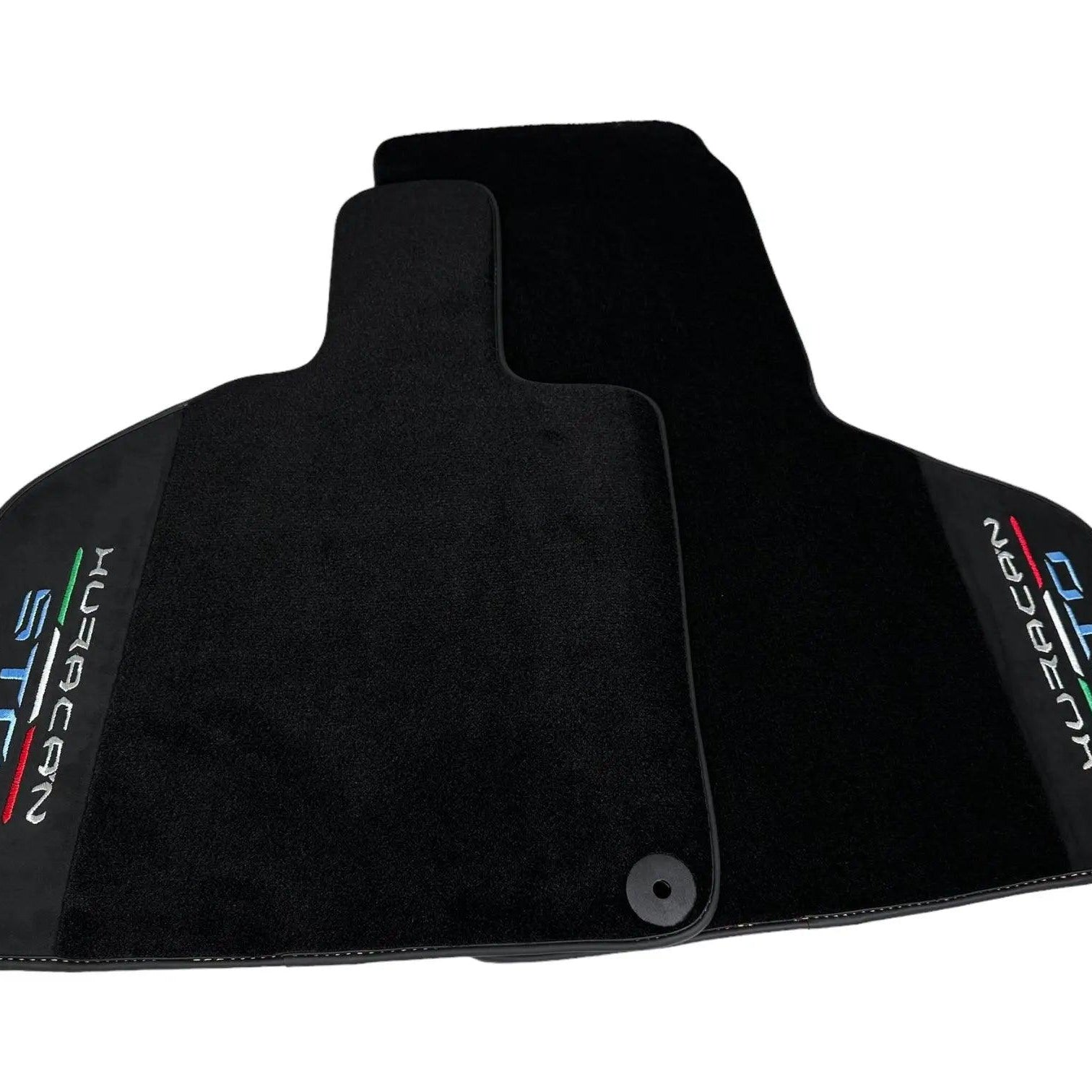 Black Floor Mats for Lamborghini Huracan STO With Black Alcantara Leather - AutoWin