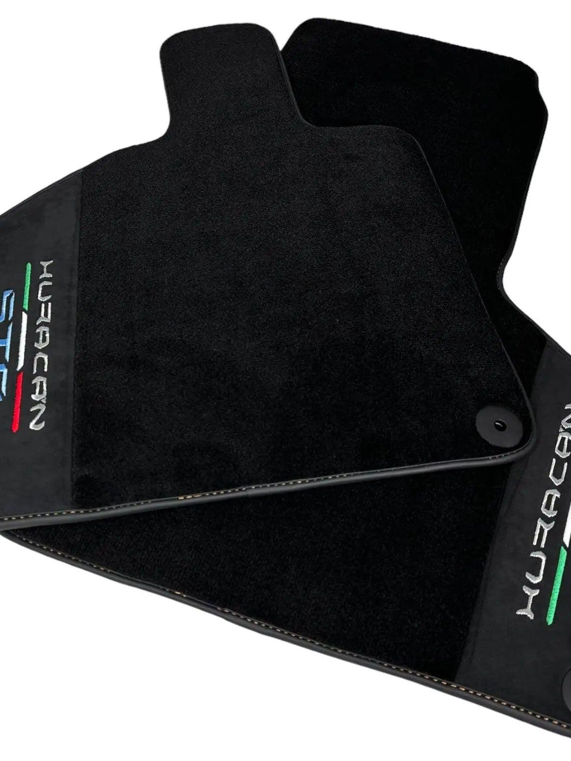 Black Floor Mats for Lamborghini Huracan STO With Black Alcantara Leather - AutoWin