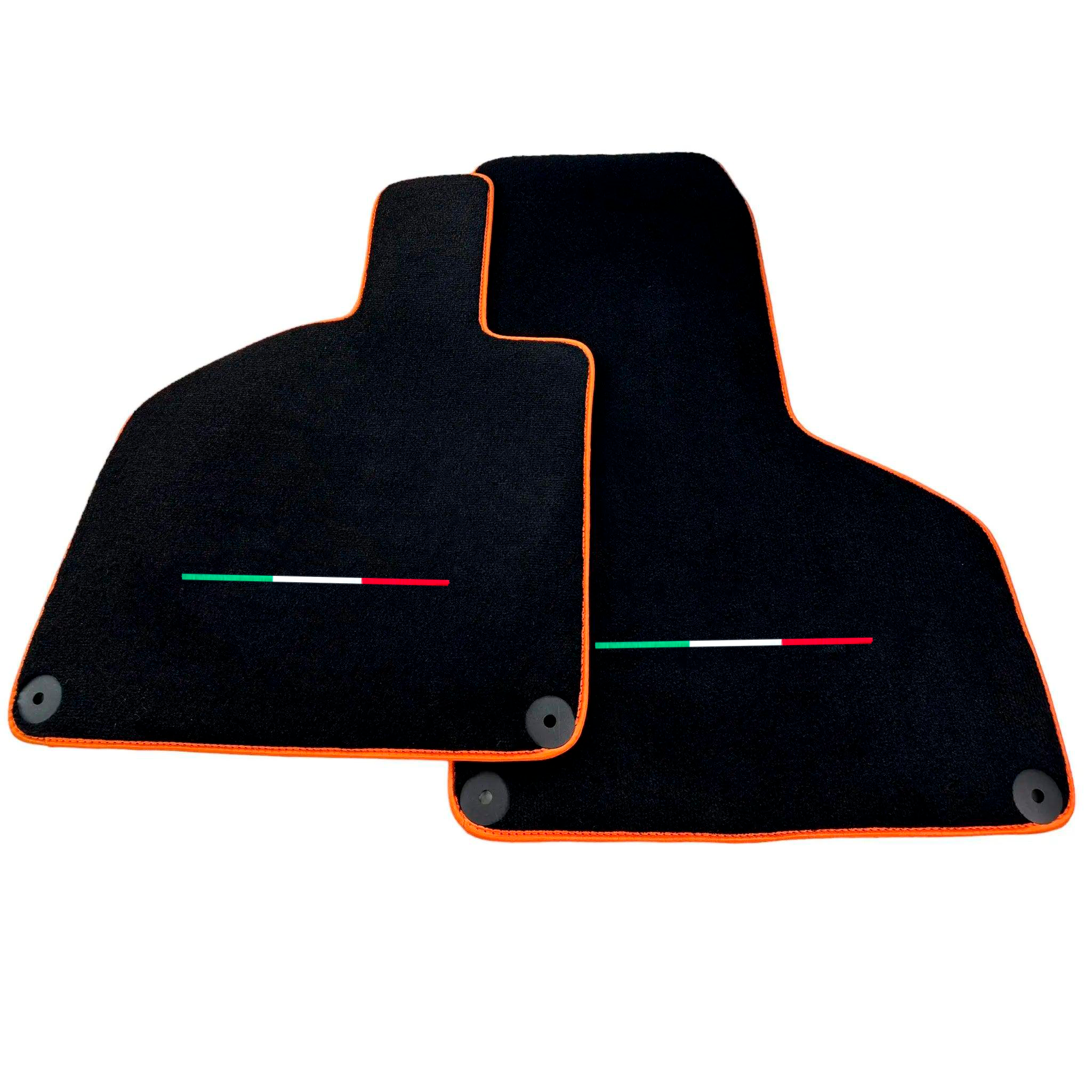 Black Floor Mats for Lamborghini Huracan STO with Orange Trim | Italian Flague