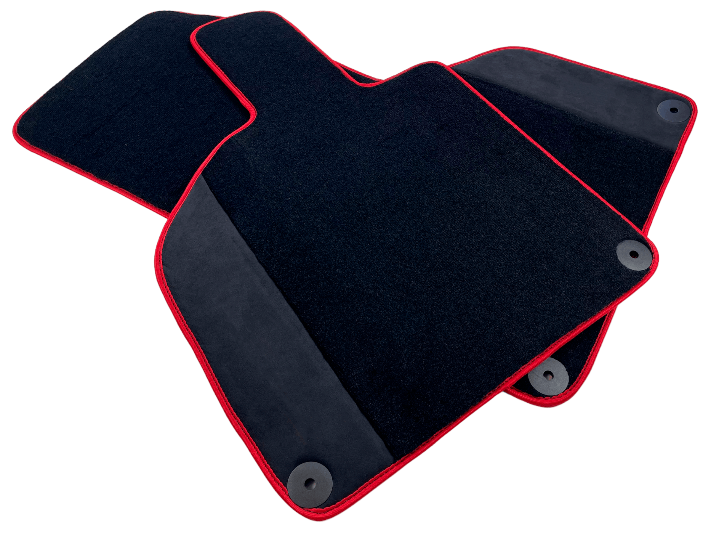 Customizable Black Floor Mats for Lamborghini Huracan with Alcantara Leather And Red Trim