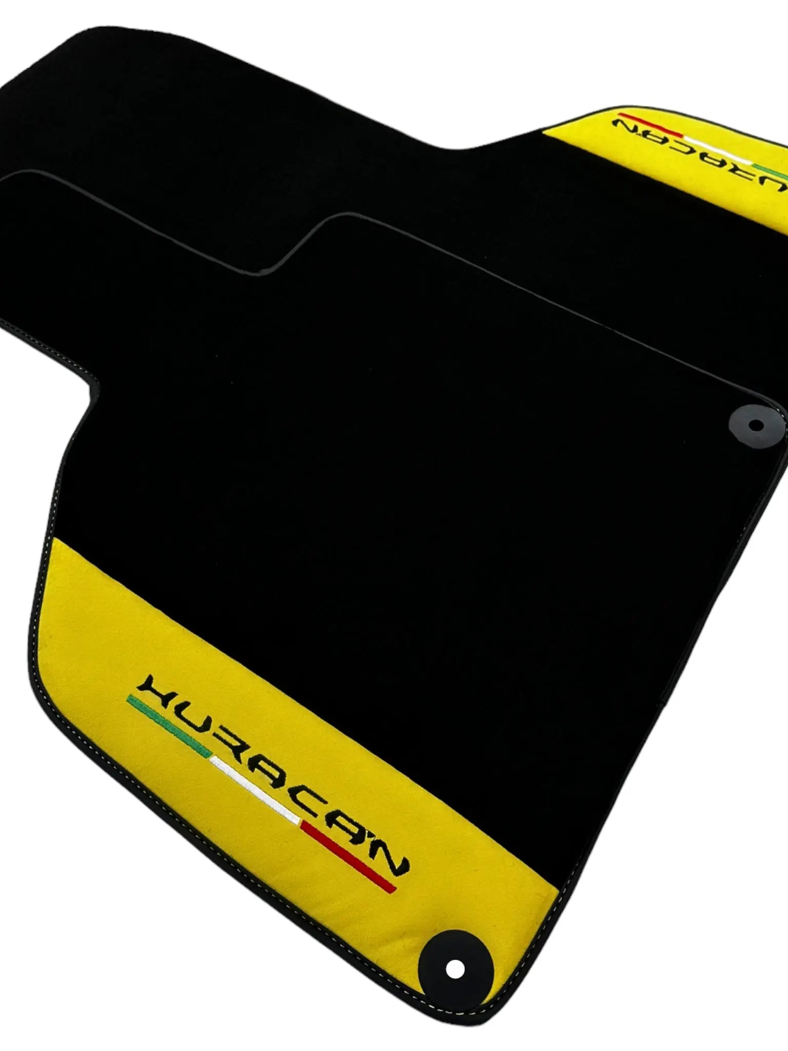 Black Floor Mats for Lamborghini Huracan with Yellow Alcantara Leather