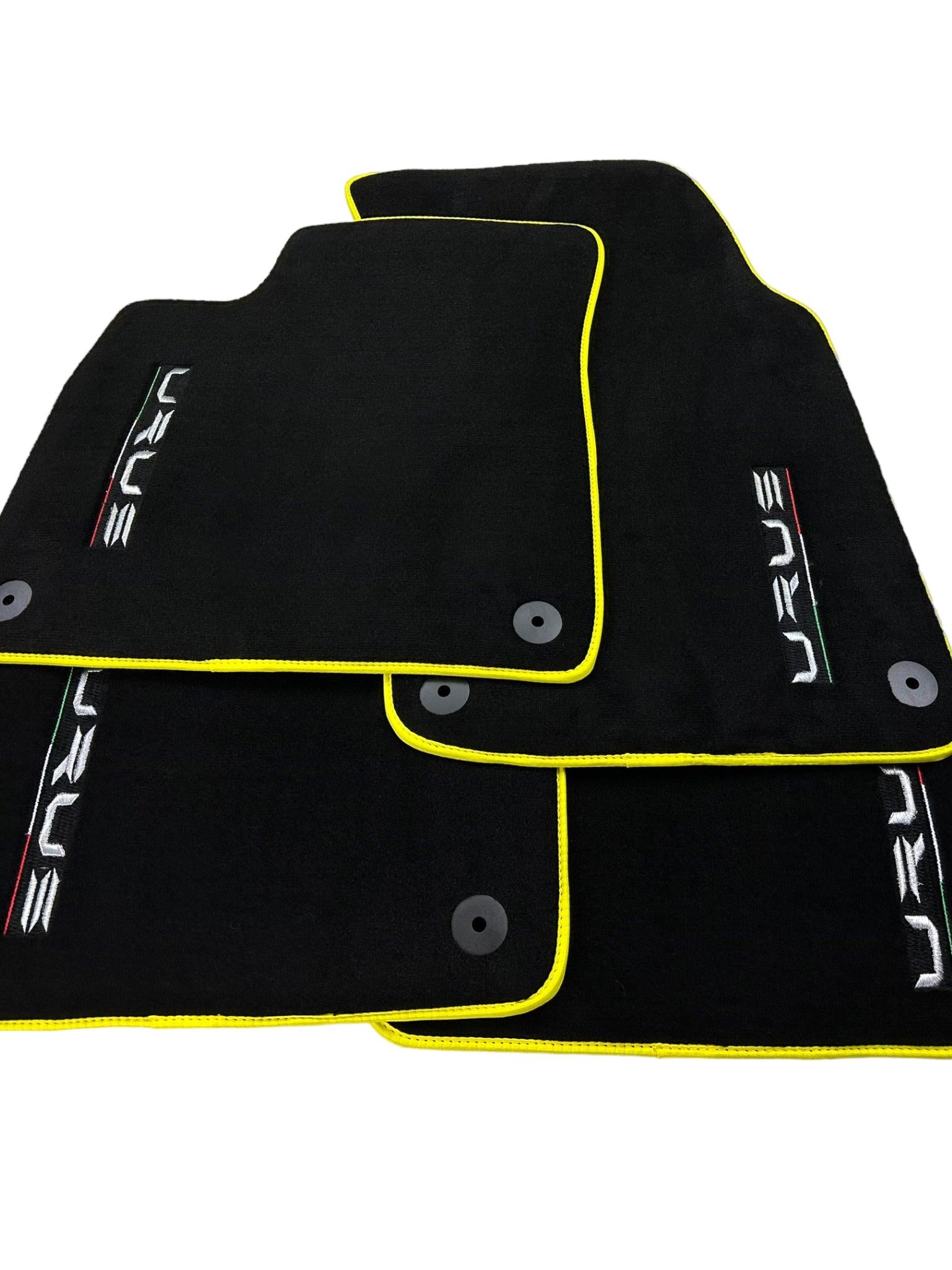 Black Floor Mats For Lamborghini Urus Tailored With Yellow Trim - AutoWin