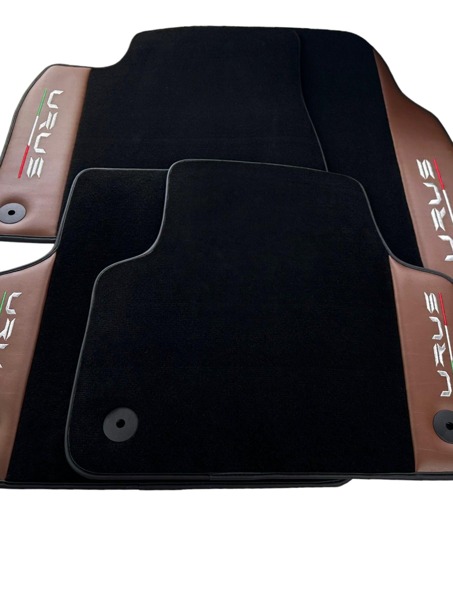Black Floor Mats for Lamborghini Urus With Brown Leather - AutoWin