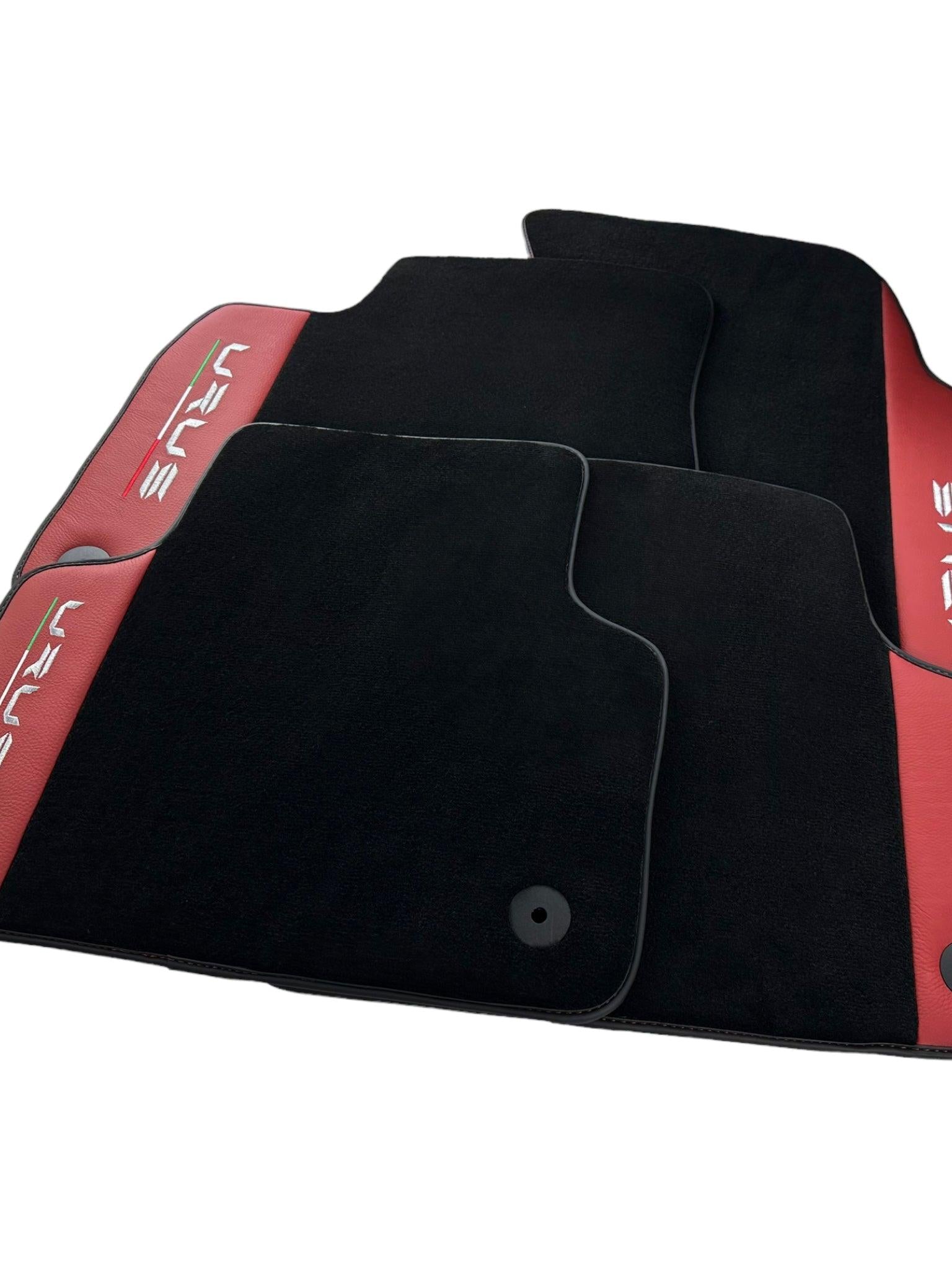 Black Floor Mats for Lamborghini Urus With Red Leather - AutoWin