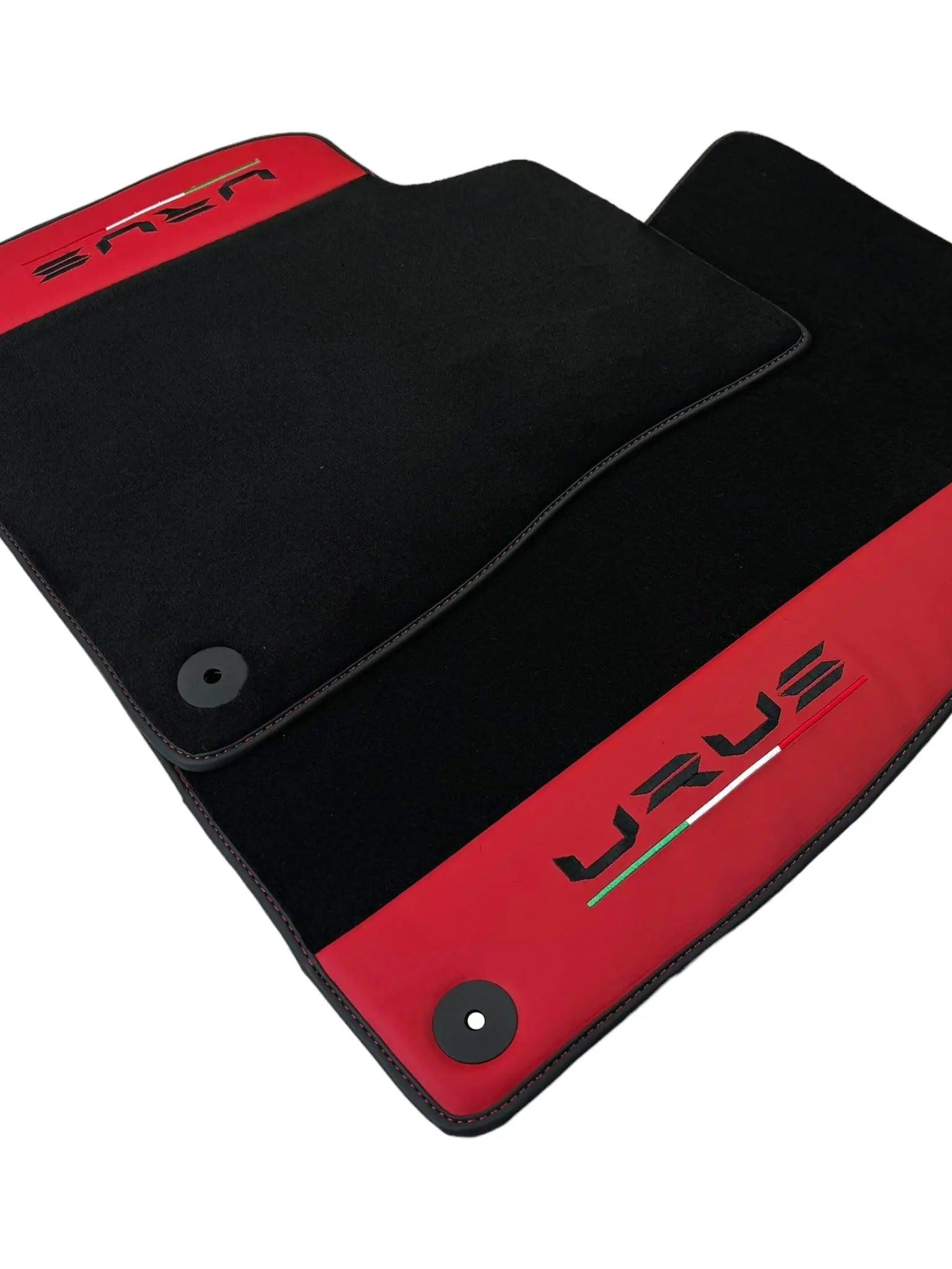 Black Floor Mats for Lamborghini Urus with Red Leather