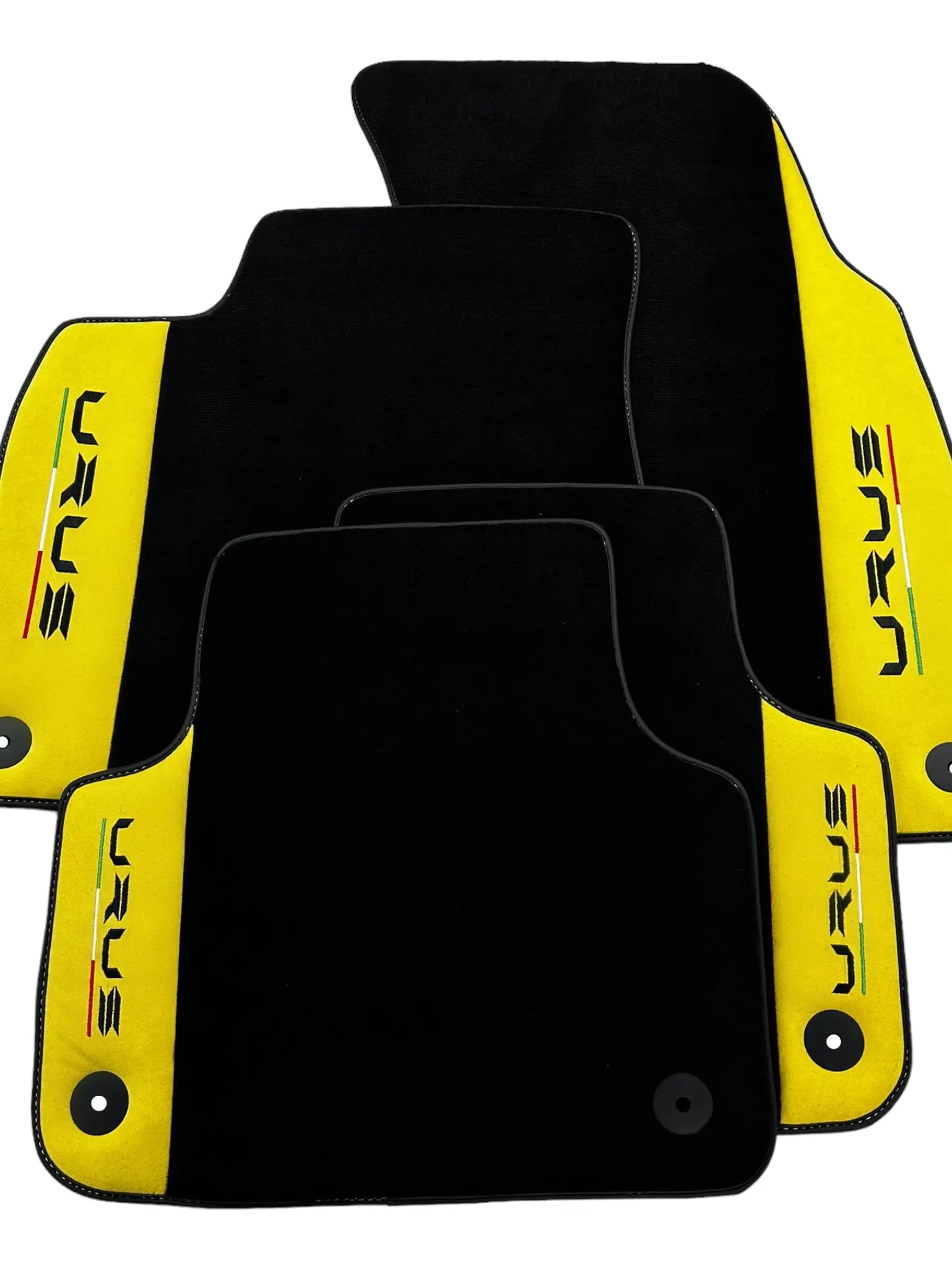 Black Floor Mats For Lamborghini Urus With Yellow Alcantara Leather