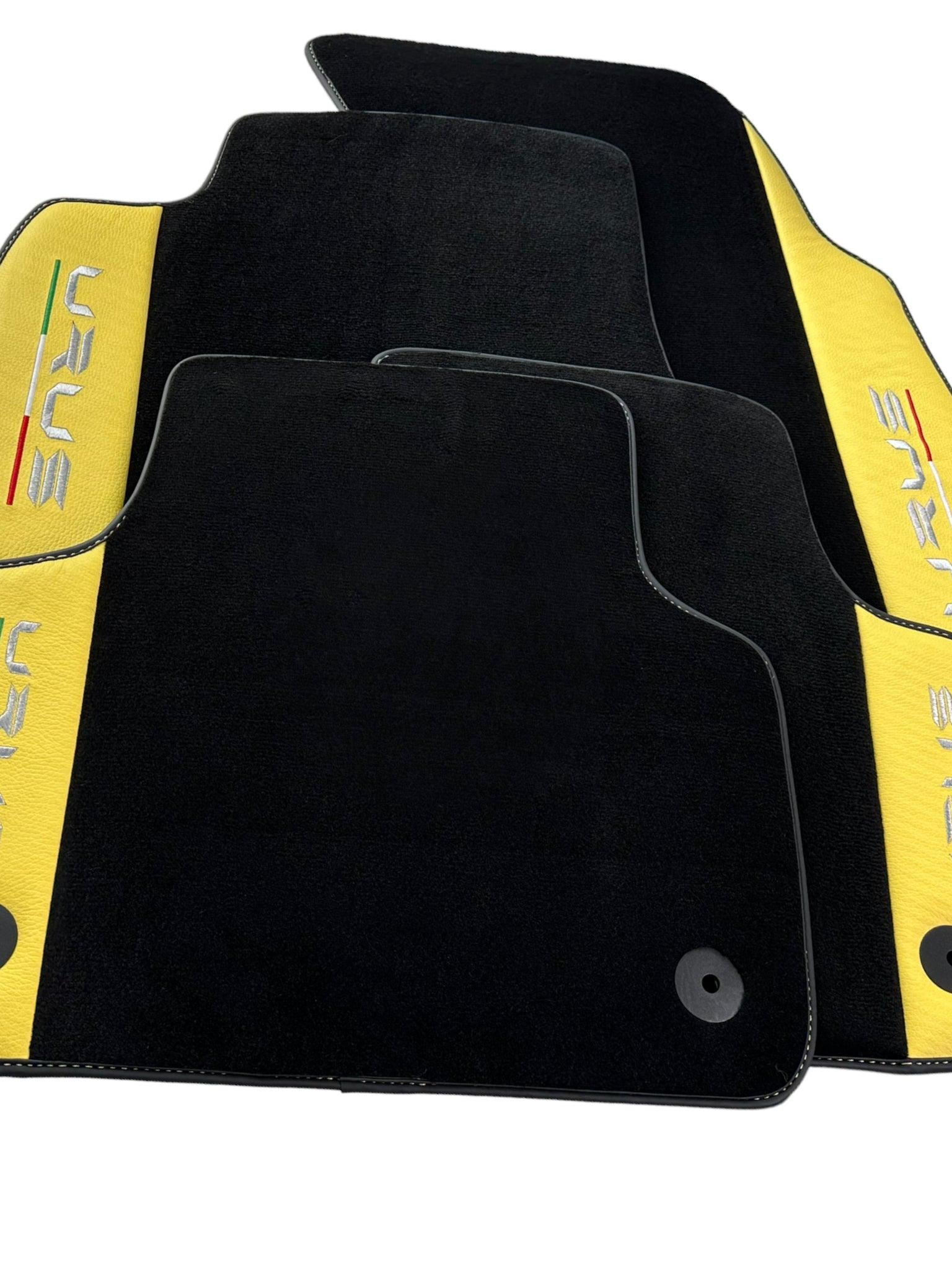 Black Floor Mats for Lamborghini Urus With Yellow Leather - AutoWin