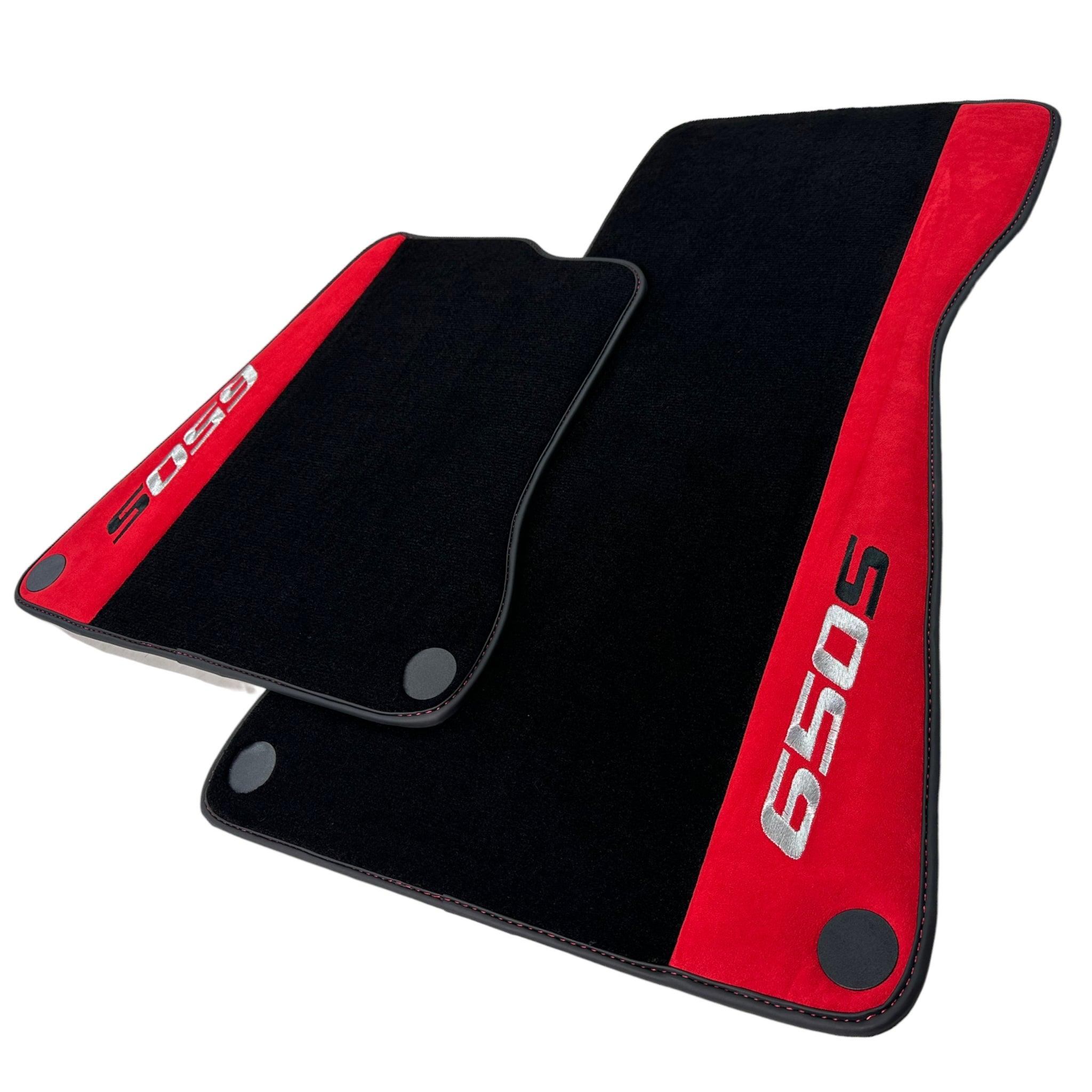 Black Floor Mats For McLaren 650S Black Tailored With Red Alcantara Leather