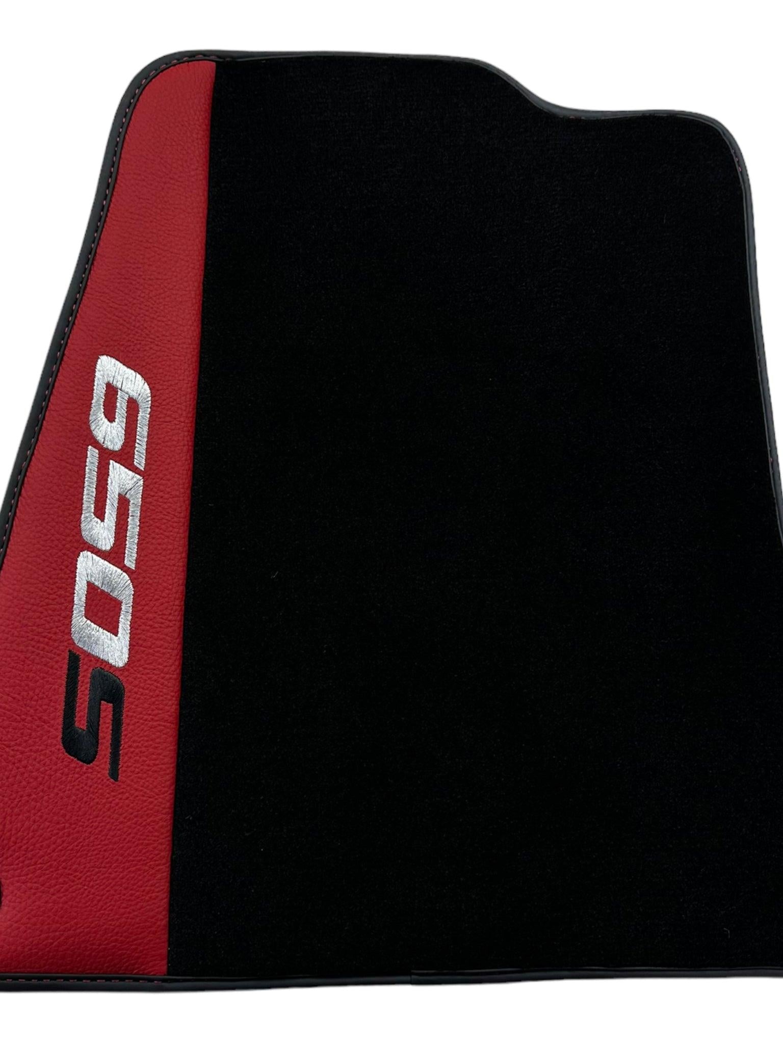 Black Floor Mats For McLaren 650S Black Tailored With Red Leather - AutoWin