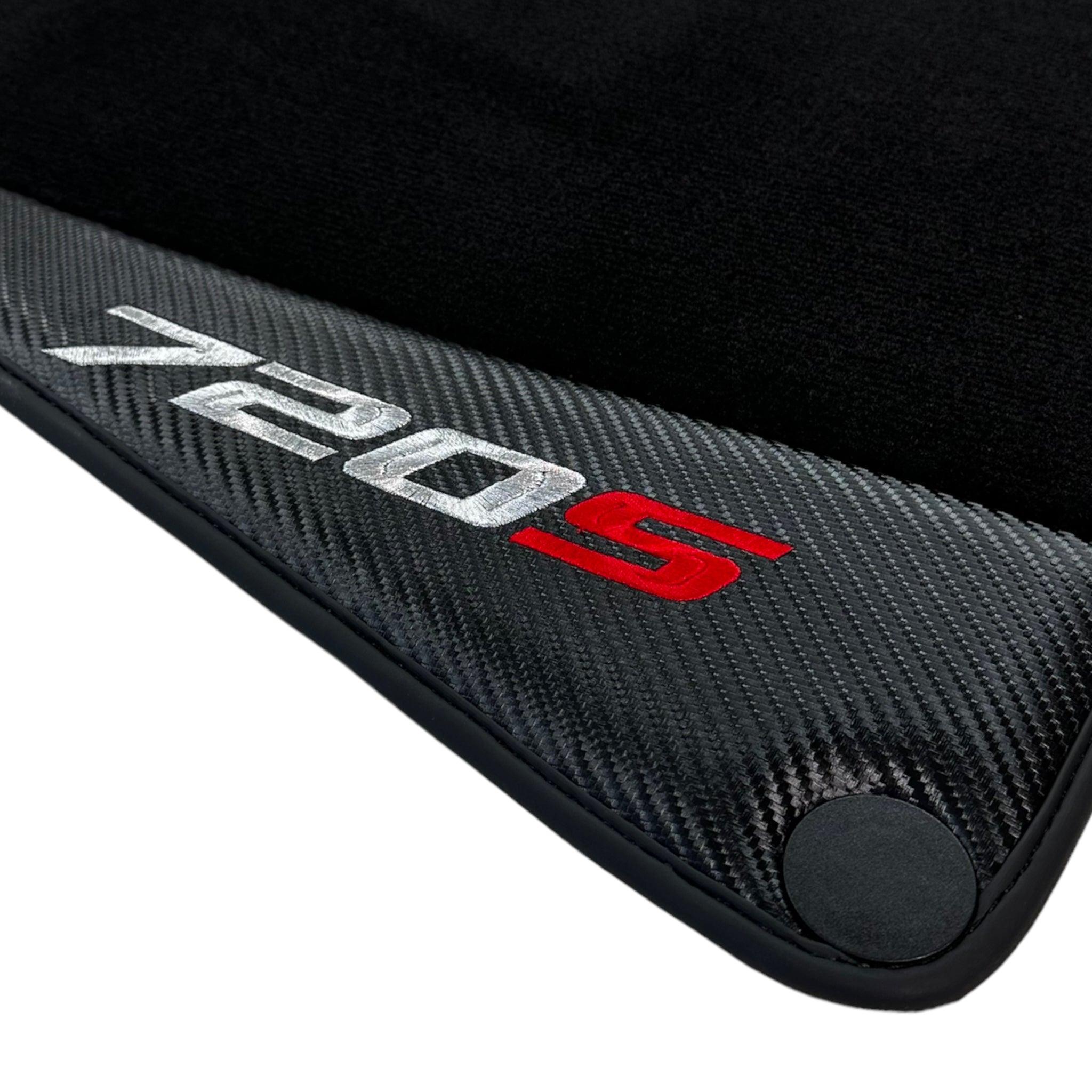 Black Floor Mats For McLaren 720S (2017-2021) with Carbon Leather