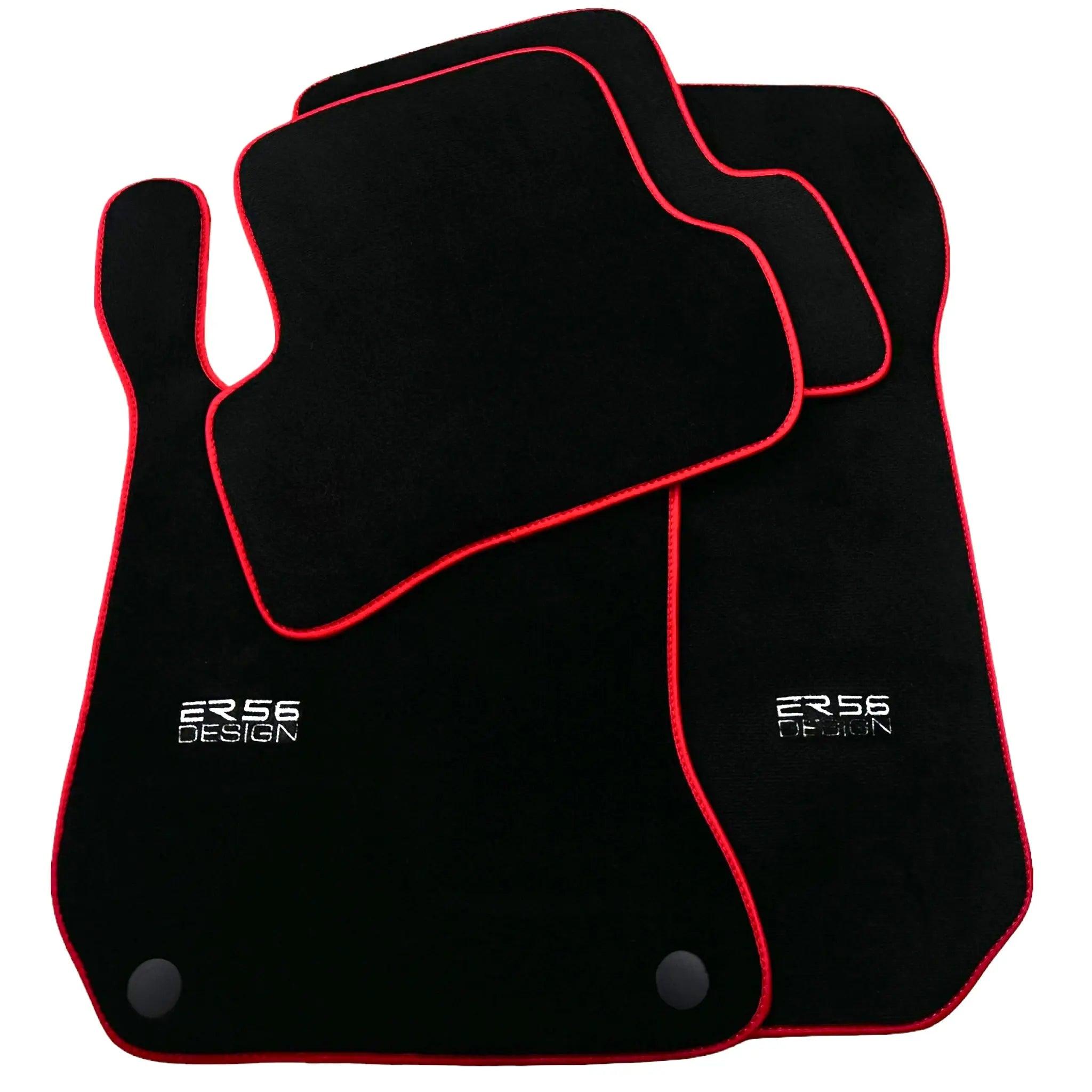 Black Floor Mats For Mercedes-Benz C Class W204 Coupe 2012-2015 ER56 Design with Red Trim