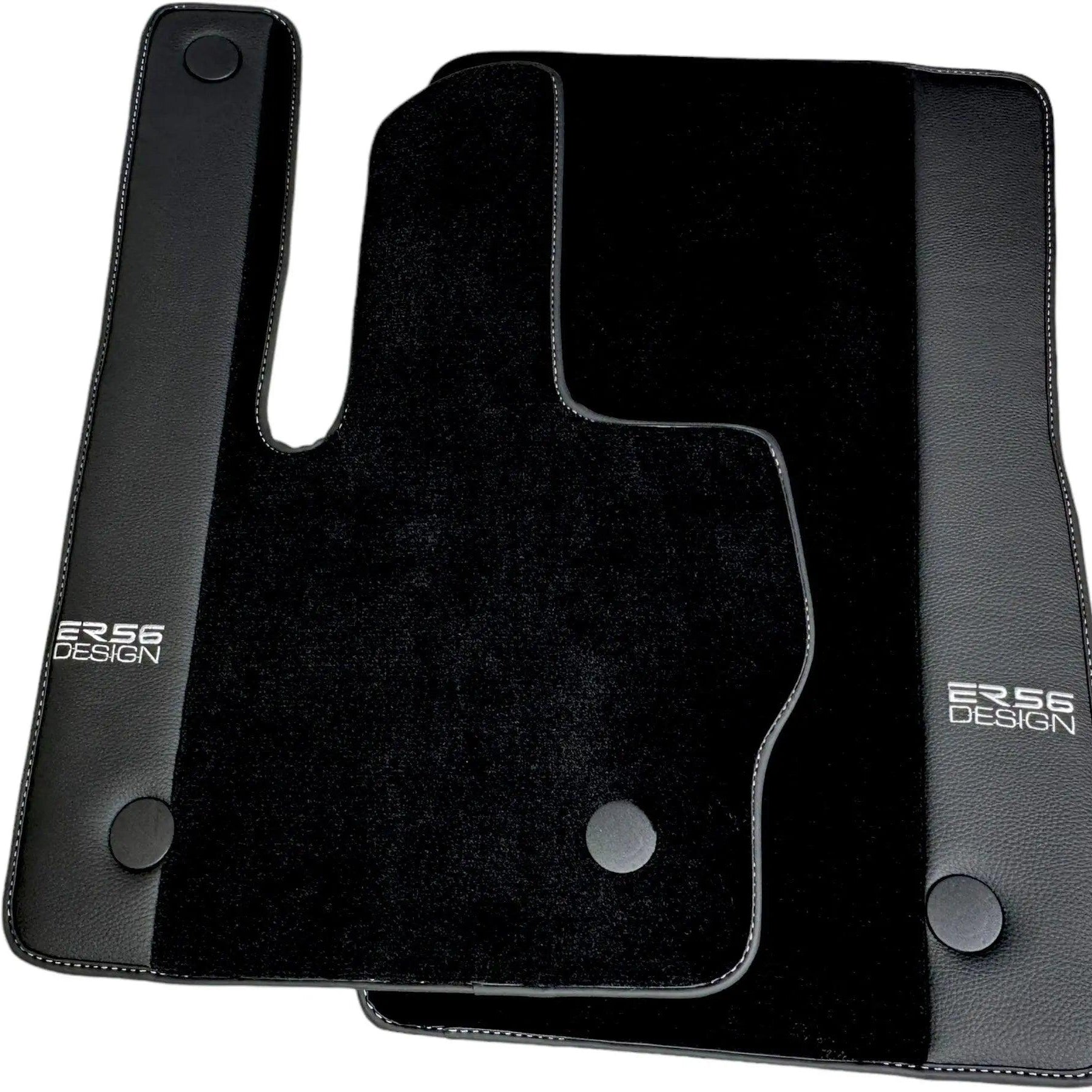 Black Floor Mats For Mercedes-Benz G Class W463 (2008-2018) With Leather Borders ER56 Design - AutoWin