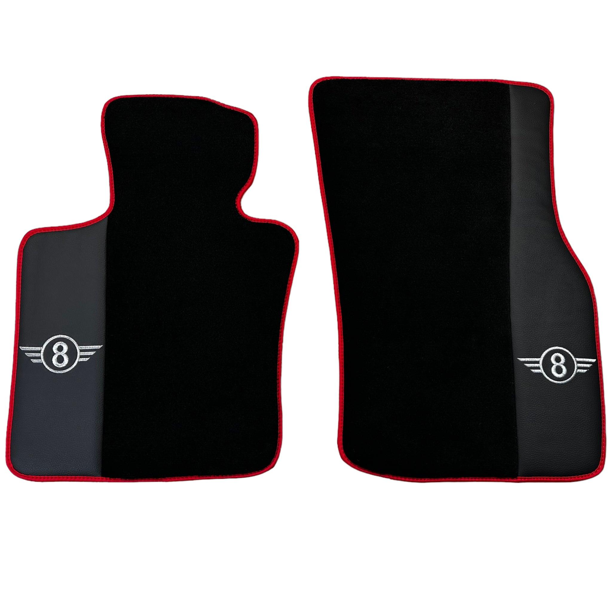 Black Floor Mats for Mini Cabrio F57 Convertible (2016-2023) With Leather | Red Trim
