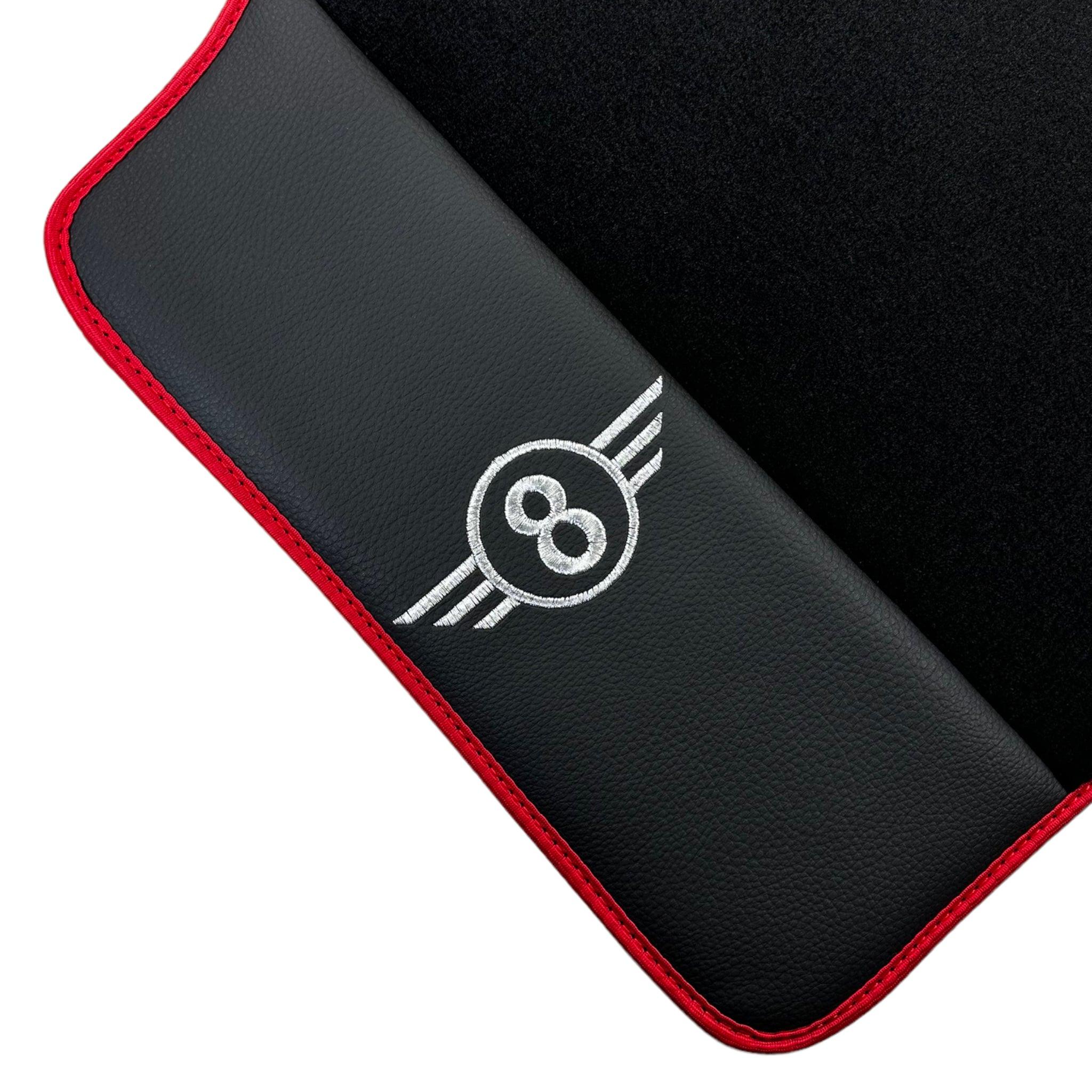 Black Floor Mats for Mini Cabrio F57 Convertible (2016-2023) With Leather | Red Trim