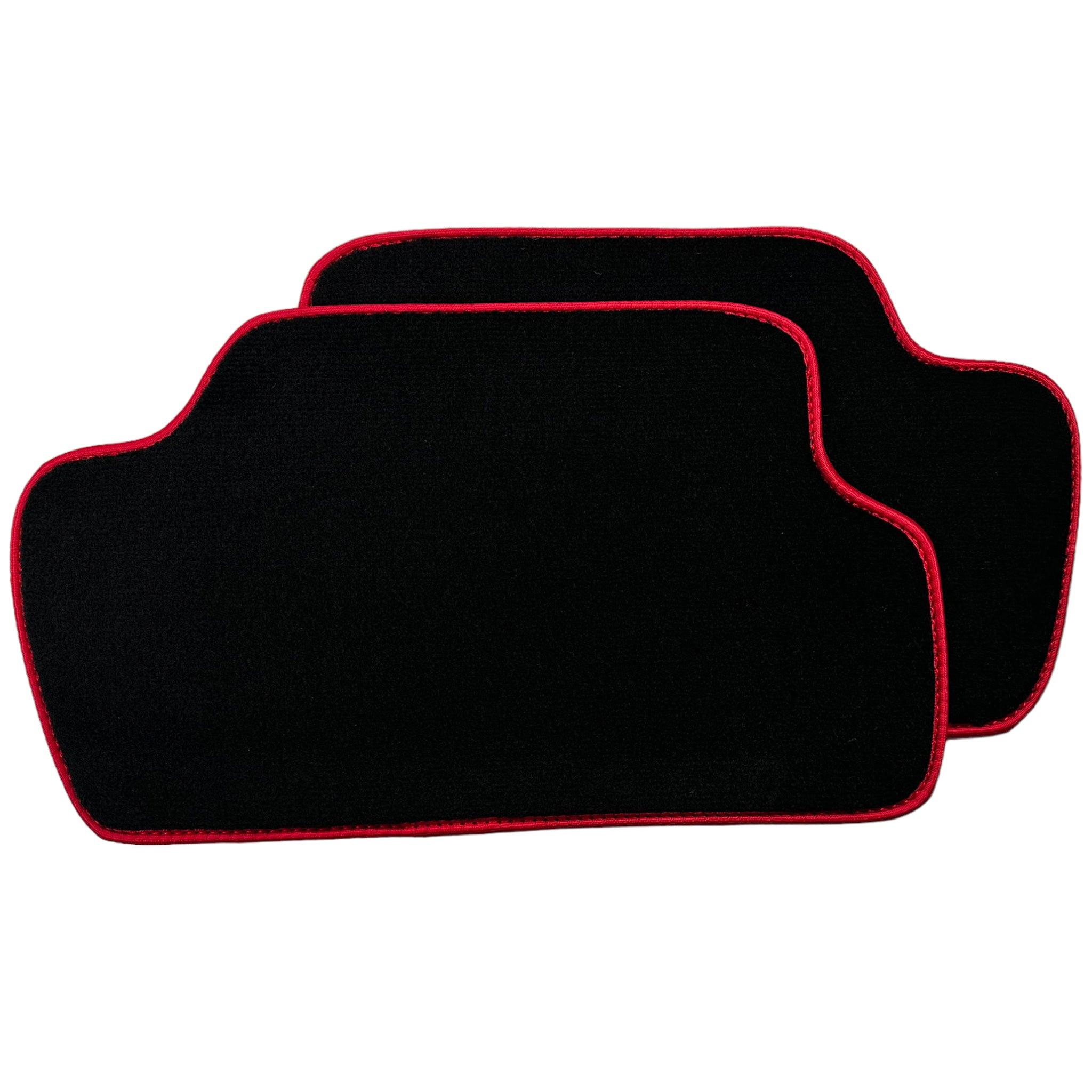 Black Floor Mats for Mini Cabrio R57 Convertible (2009-2016) With Leather | Red Trim