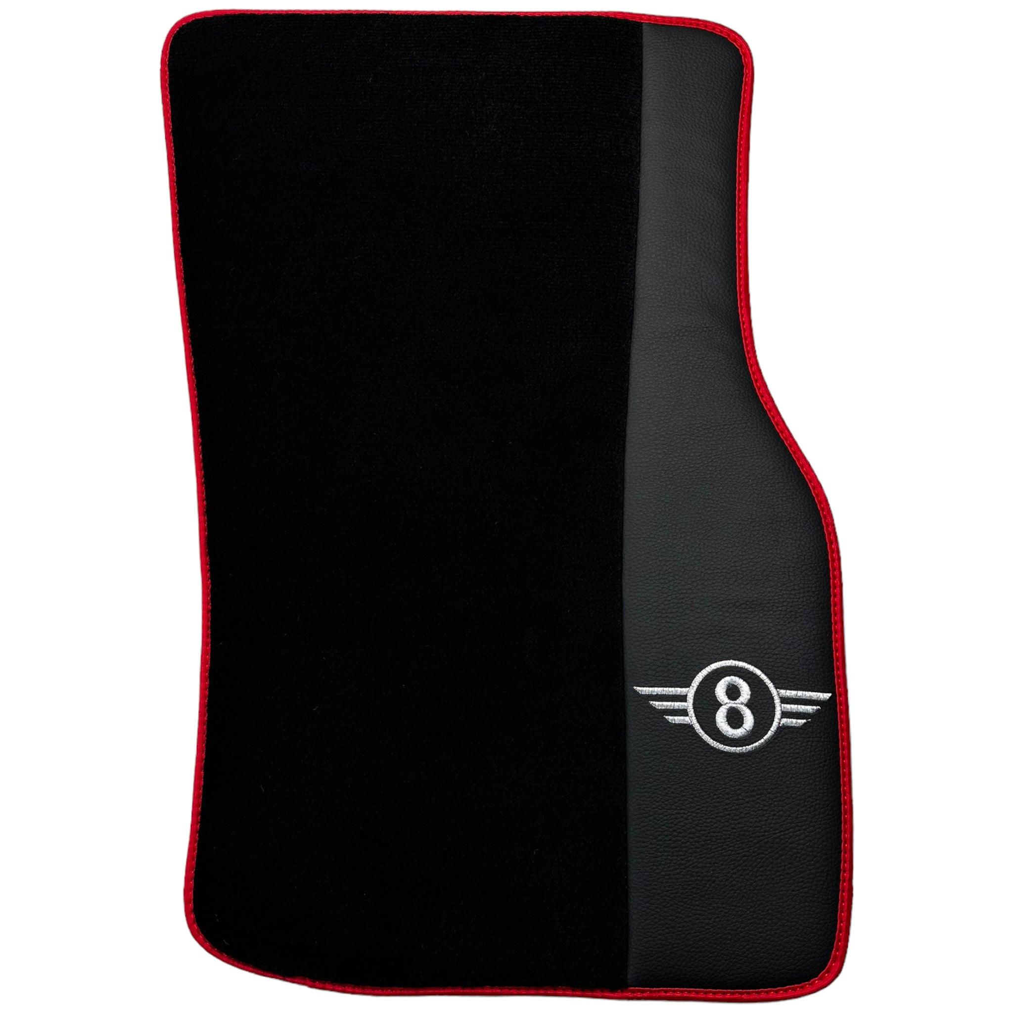 Black Floor Mats for Mini Cabrio R57 Convertible (2009-2016) With Leather | Red Trim