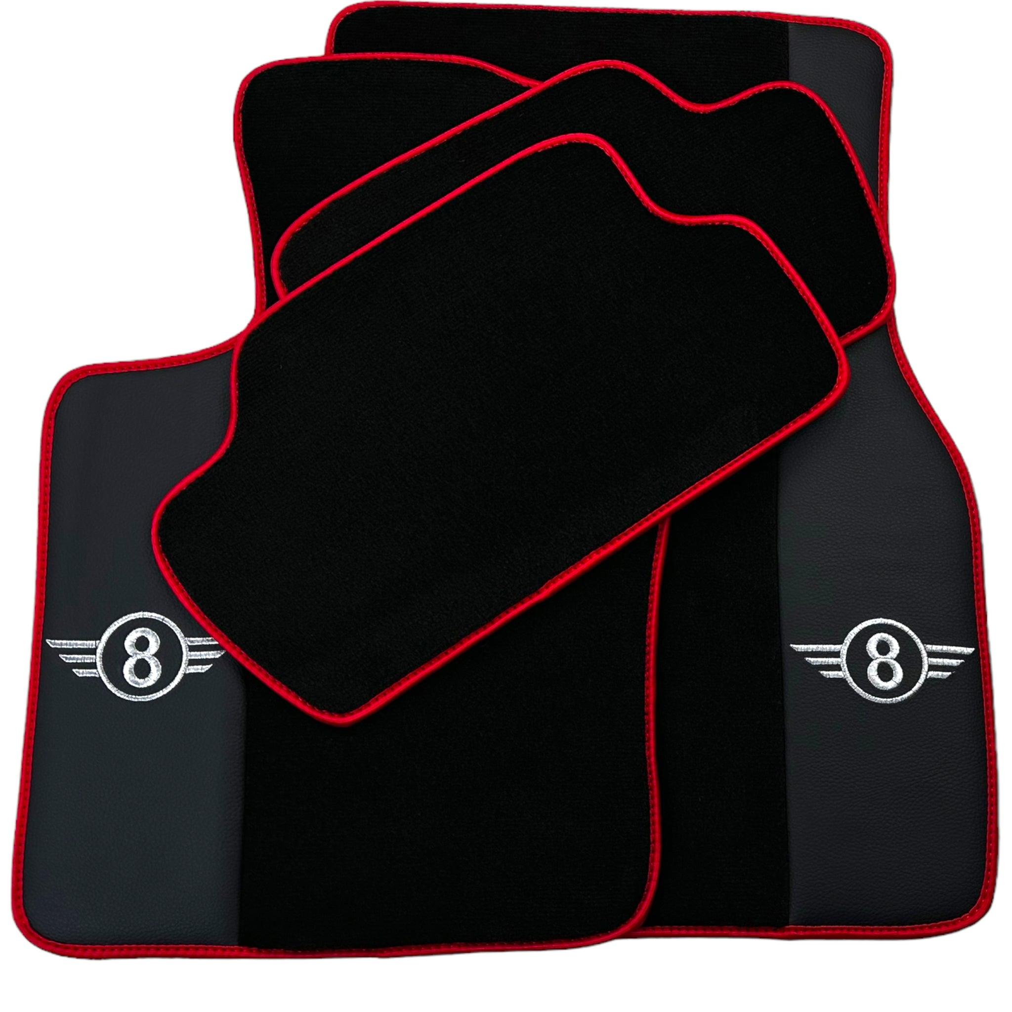 Black Floor Mats for Mini Clubman F54 (2019-2023) With Leather | Red Trim