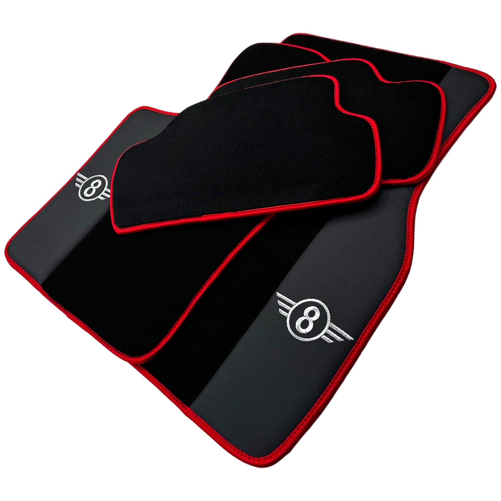 Black Floor Mats for Mini Clubman R55 (2007-2015) With Leather | Red Trim