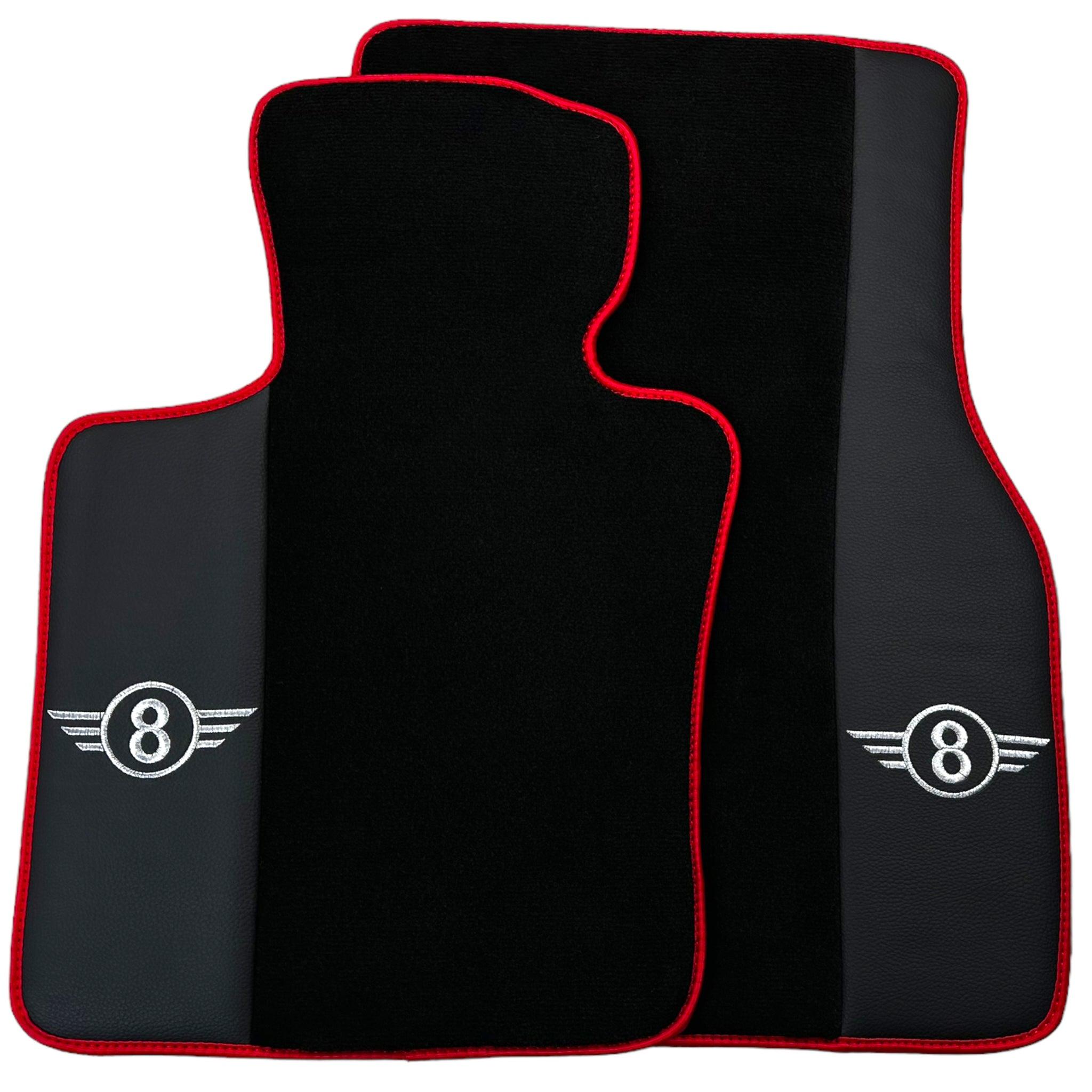 Black Floor Mats for Mini Cooper F56 (2013-2022) with Leather and Red Trim