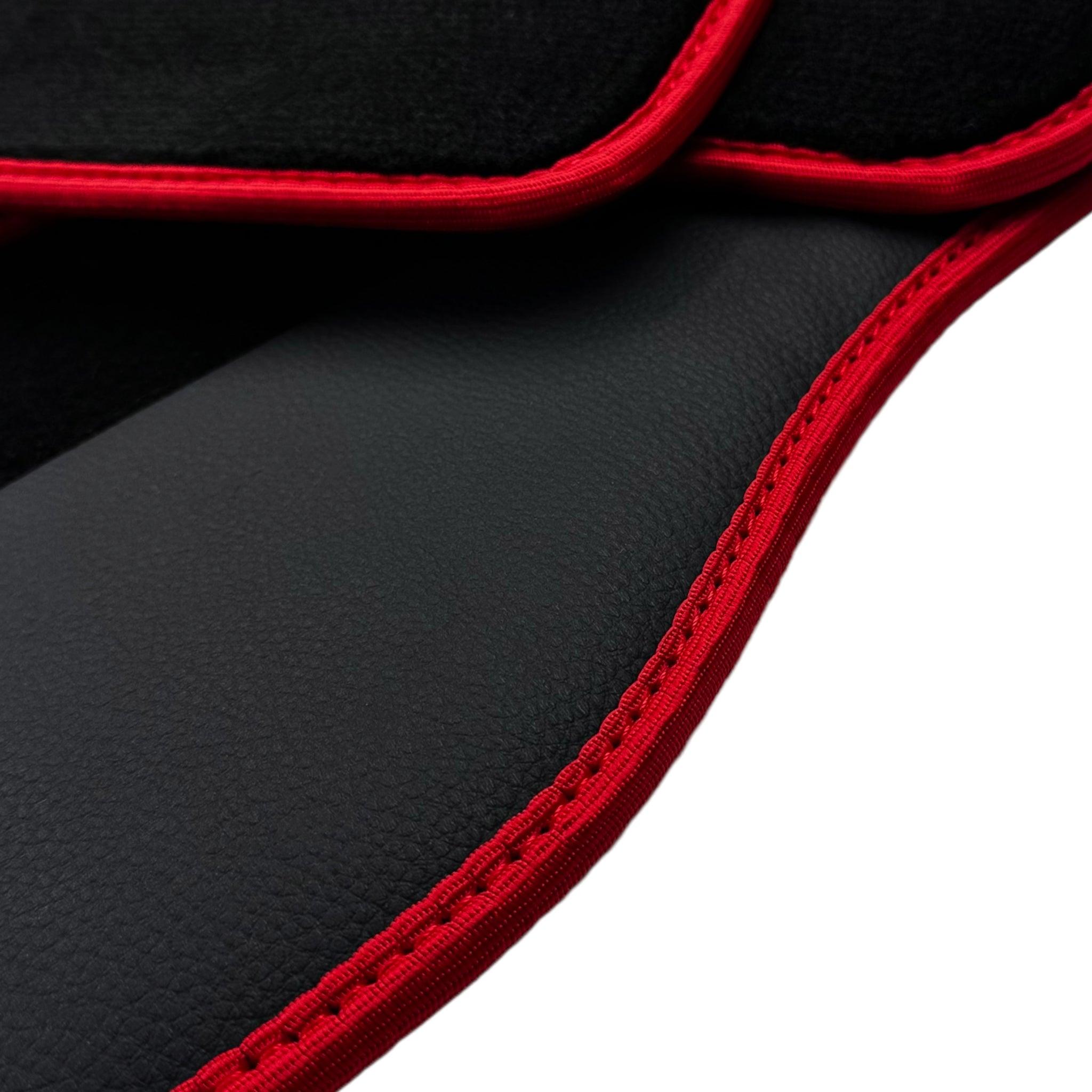 Black Floor Mats for Mini Cooper / One F55 5-doors (2015-2023) With Leather | Red Trim