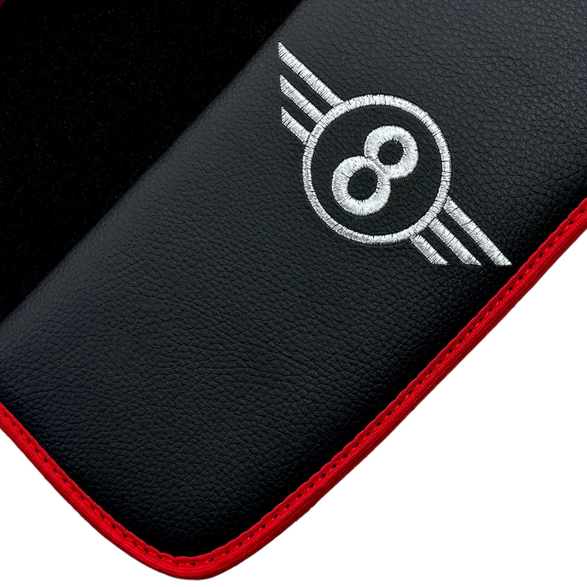 Black Floor Mats for Mini Countryman F60 (2017-2023) With Leather | Red Trim - AutoWin