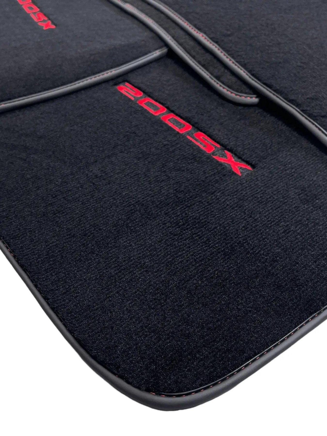 Black Floor Mats For Nissan 200 SX (1989-1994) With Red Logo - AutoWin