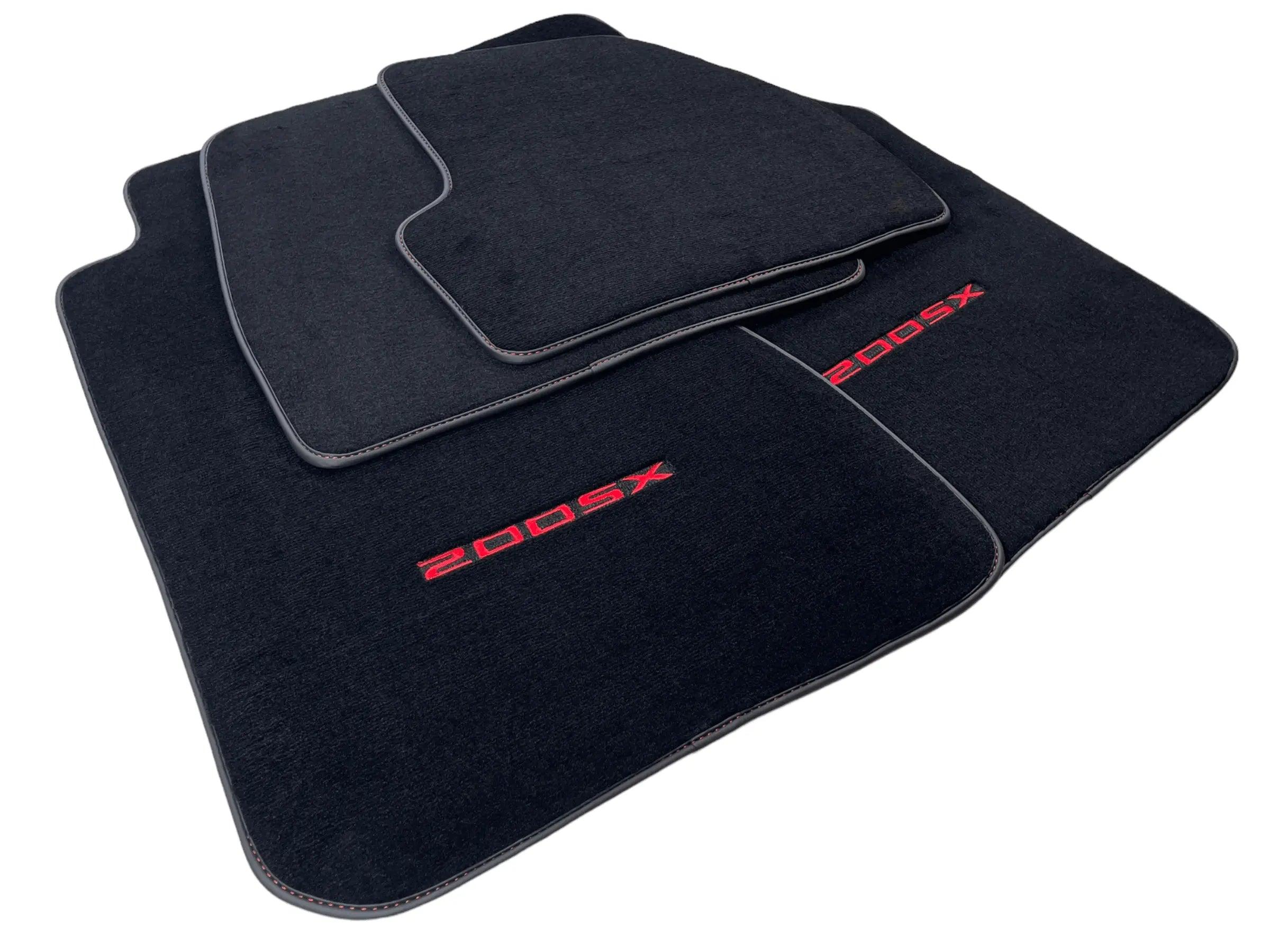 Black Floor Mats For Nissan 200 SX (1995-2000) Tailored With Red Logo - AutoWin