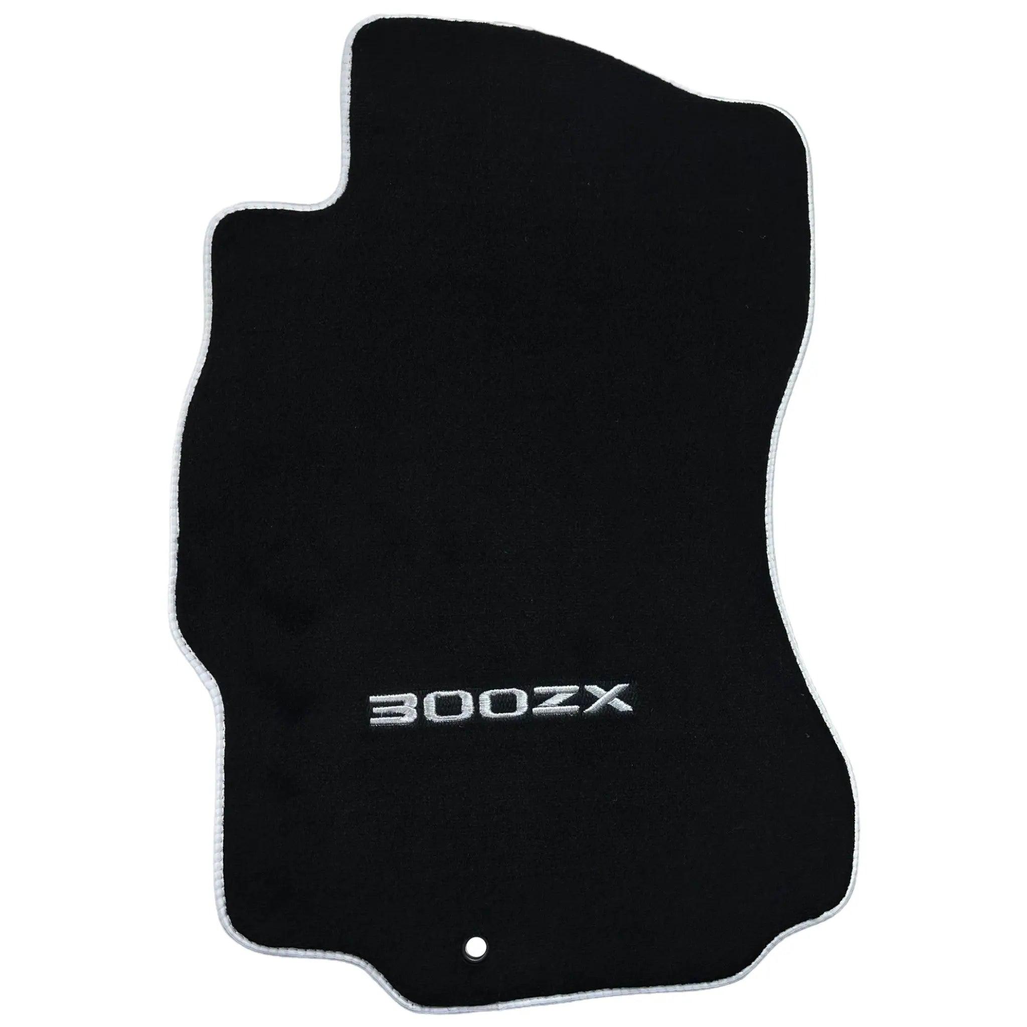 Black Floor Mats For Nissan 300ZX (1990-2000) with White Trim